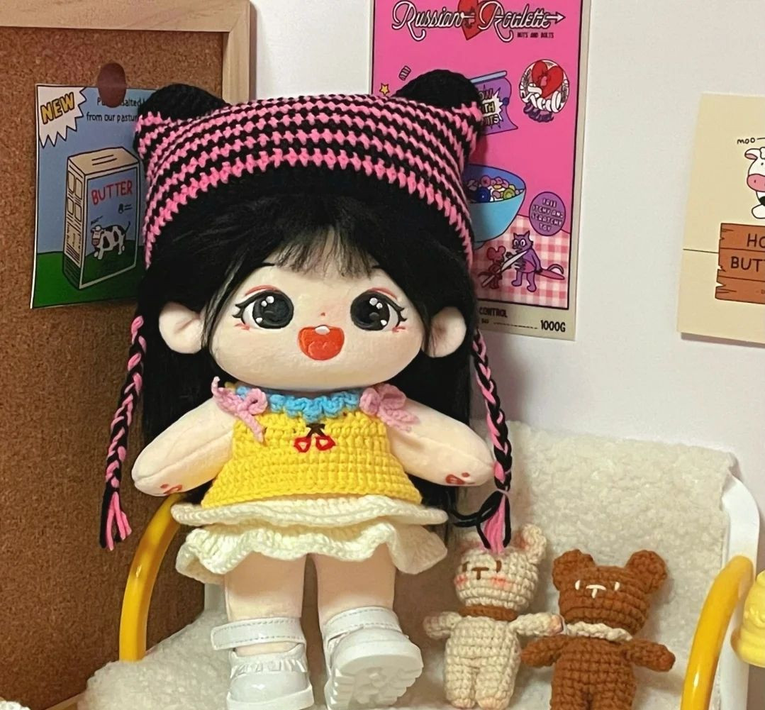 Hướng dẫn móc mũ sọc đen hồng cho búp bê 20cm