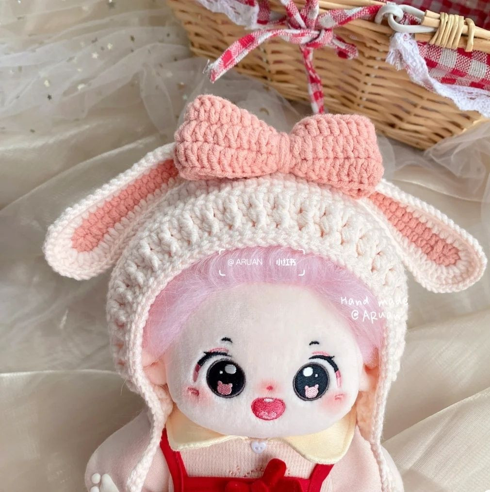 Hướng dẫn móc mũ thỏ tai dài màu hồng kem