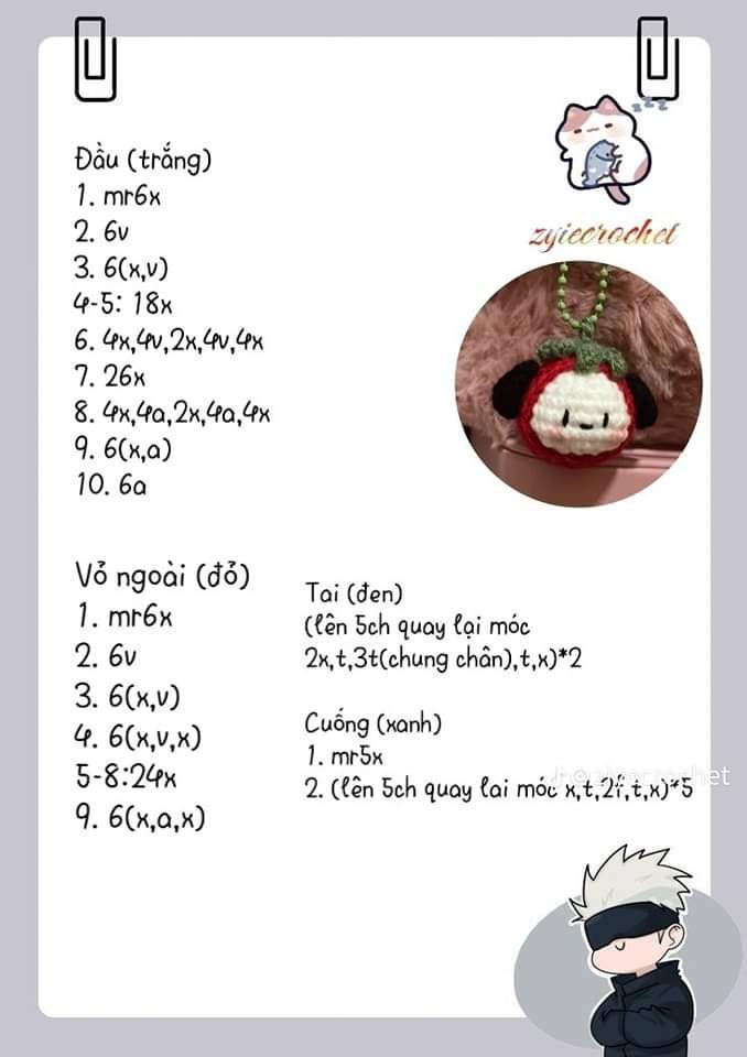 Hướng dẫn móc quả cà tím mini và dâu tây Tsum Tsum dễ thương