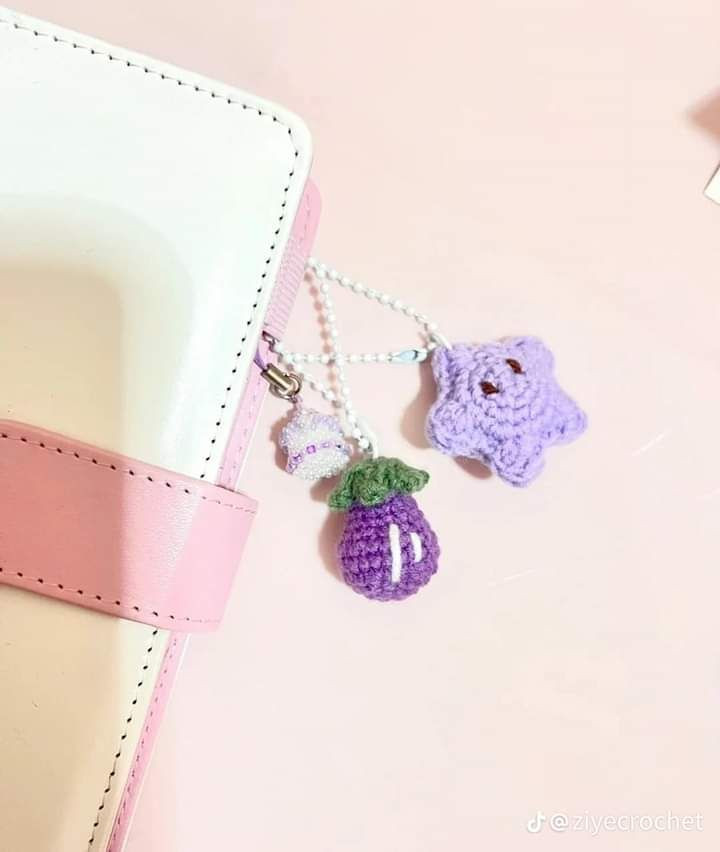 Hướng dẫn móc quả cà tím mini và dâu tây Tsum Tsum dễ thương