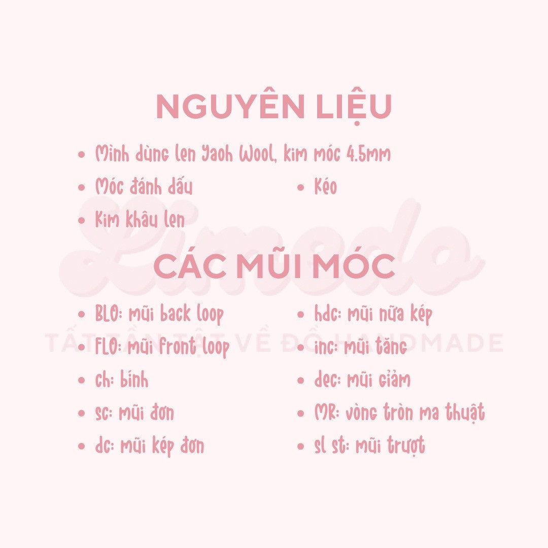 Hướng dẫn móc rùa nhỏ màu cam và trắng, chart chi tiết từng hàng