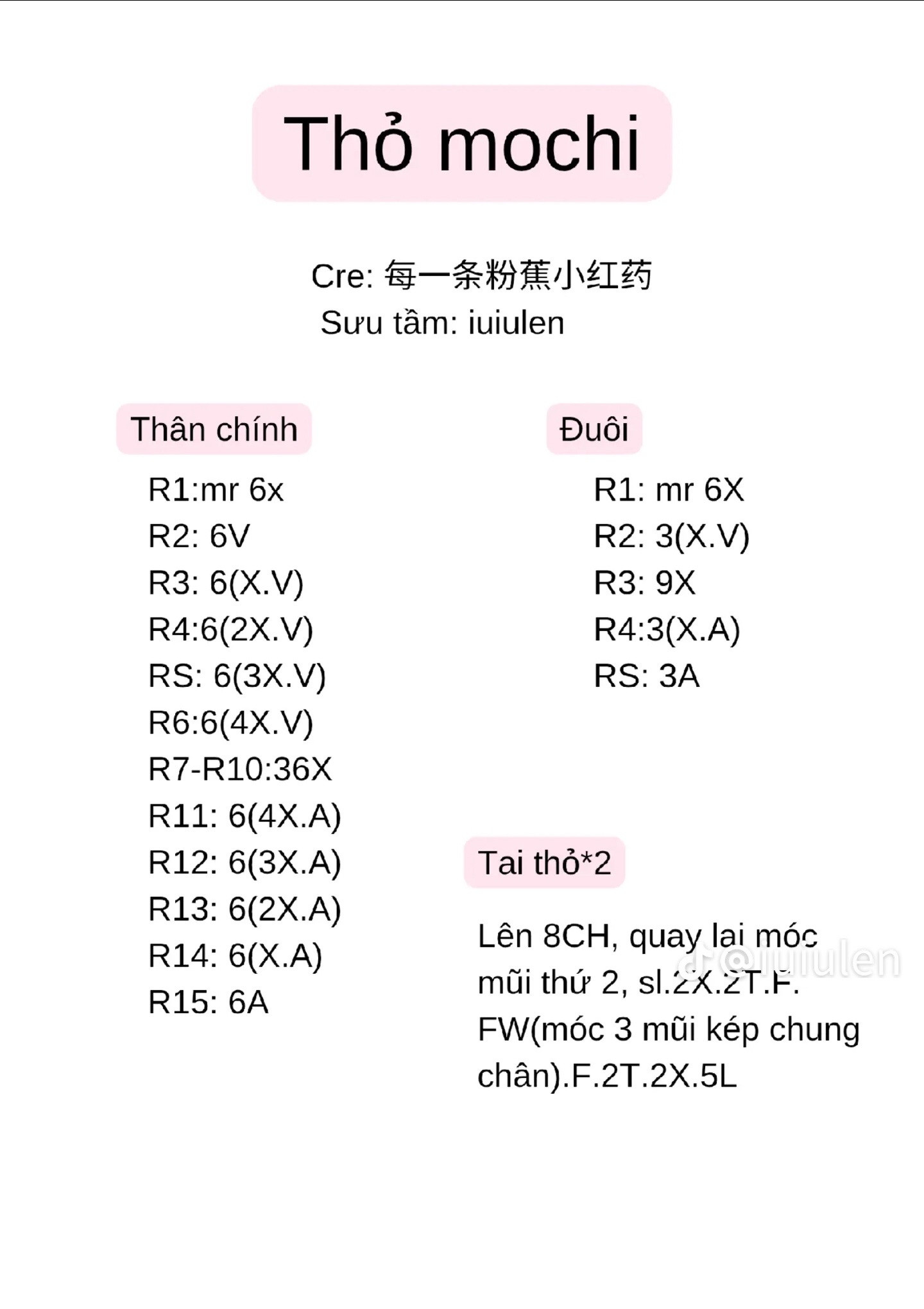 Hướng dẫn móc Thỏ Mochi trắng hồng dễ thương