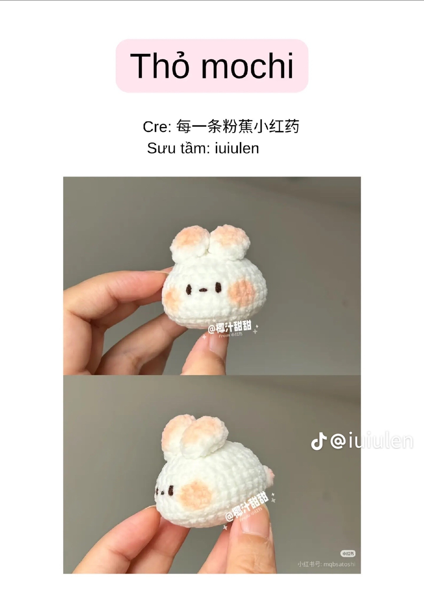 Hướng dẫn móc Thỏ Mochi trắng hồng dễ thương