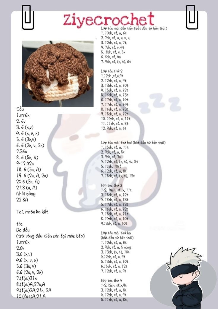 Hướng dẫn móc tóc búp bê màu nâu