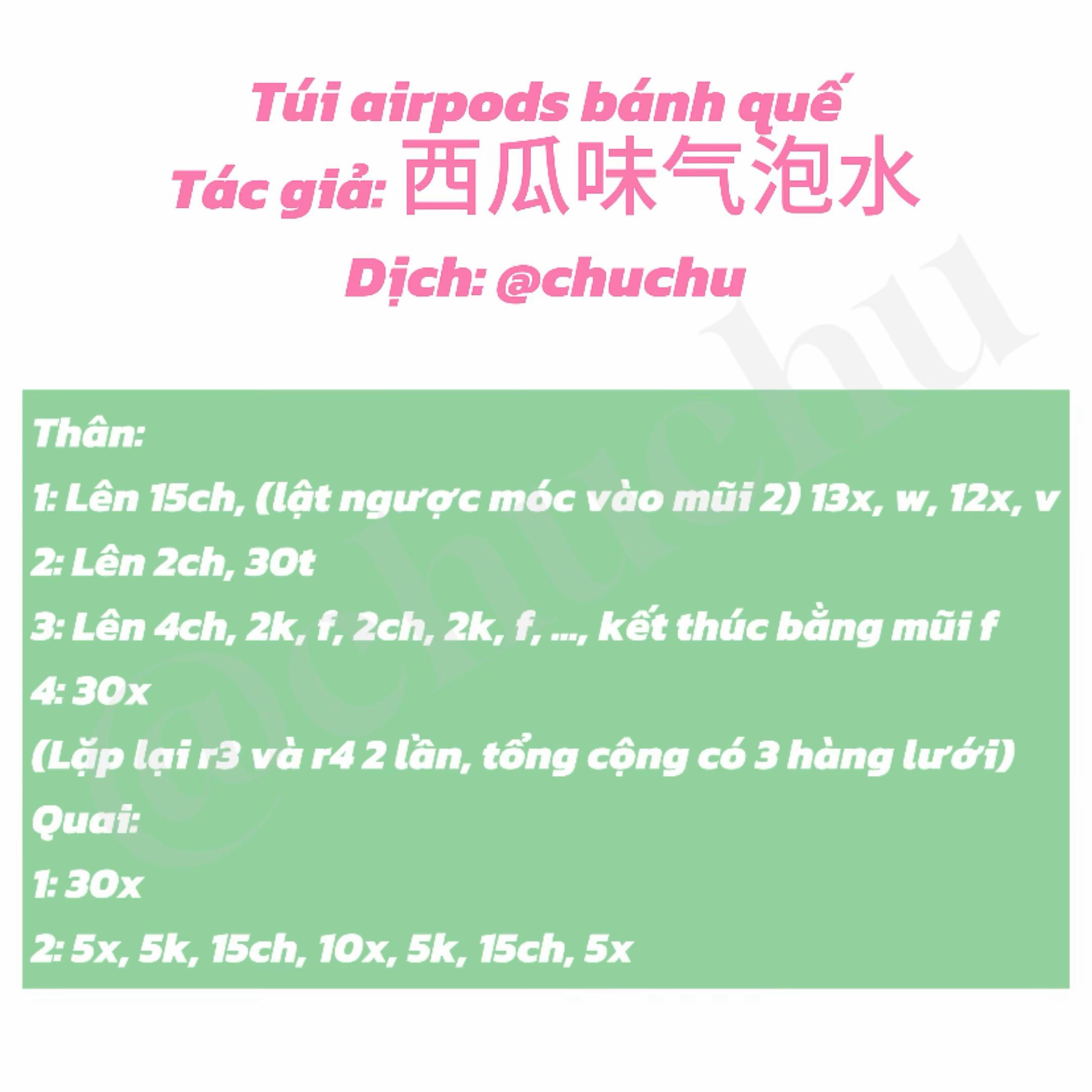 Hướng dẫn móc túi AirPods bánh quế lưới màu hồng và vàng