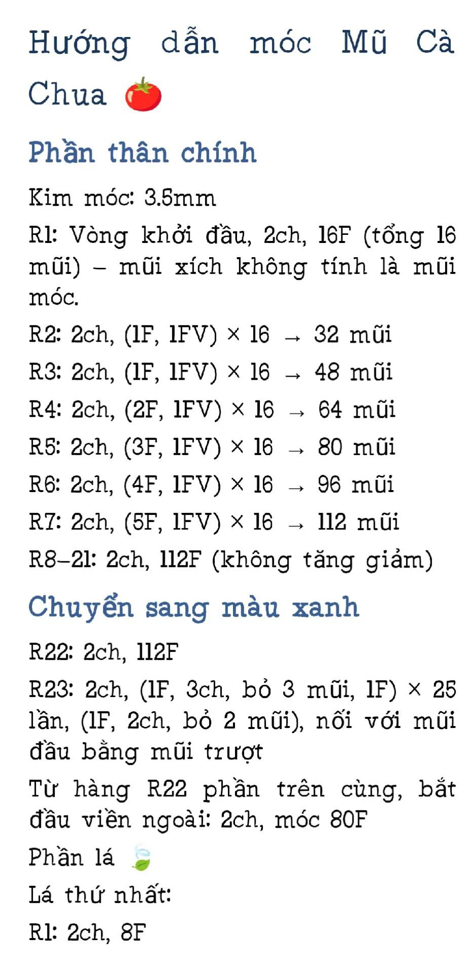 Hướng dẫn móc túi cà chua màu đỏ