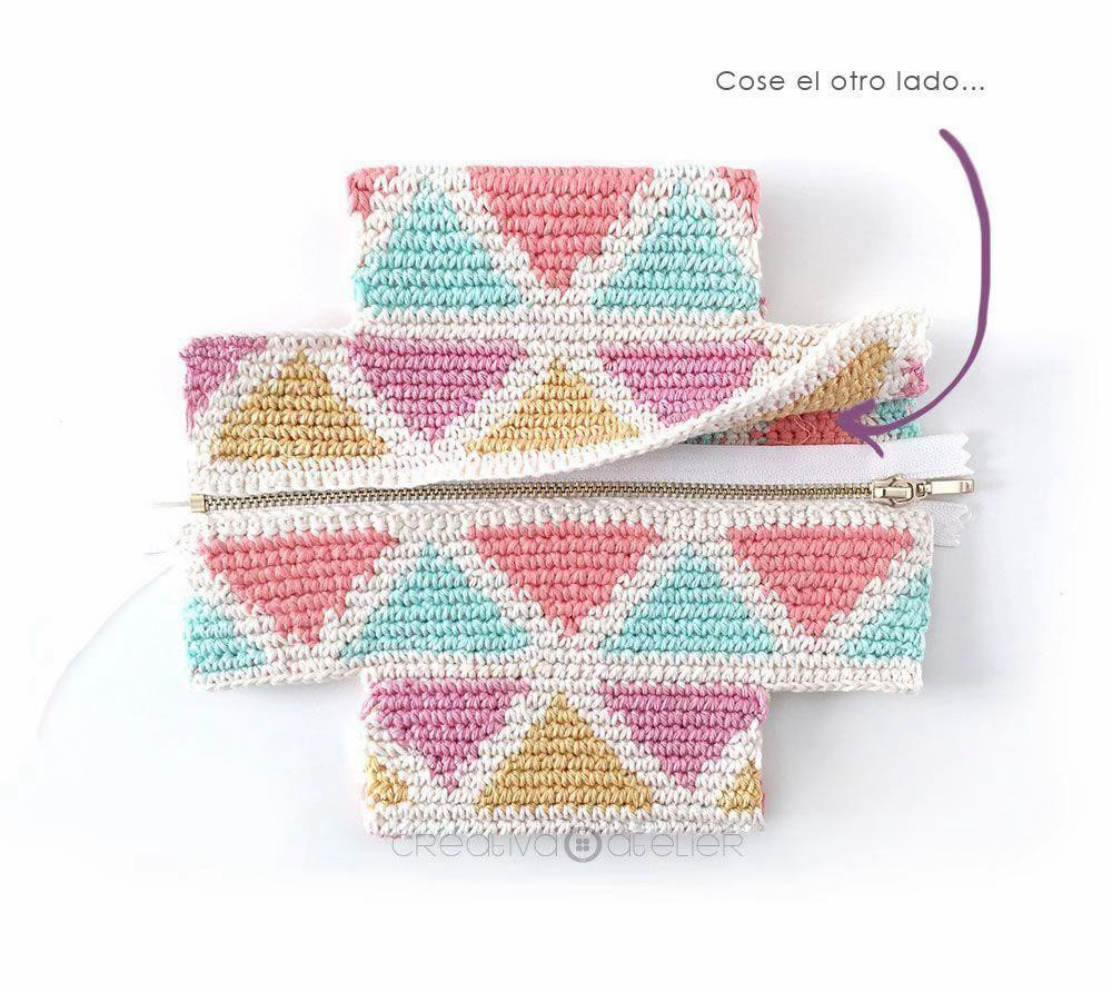 Hướng dẫn móc túi hình hộp màu kẹo ngọt với họa tiết tam giác và tua rua