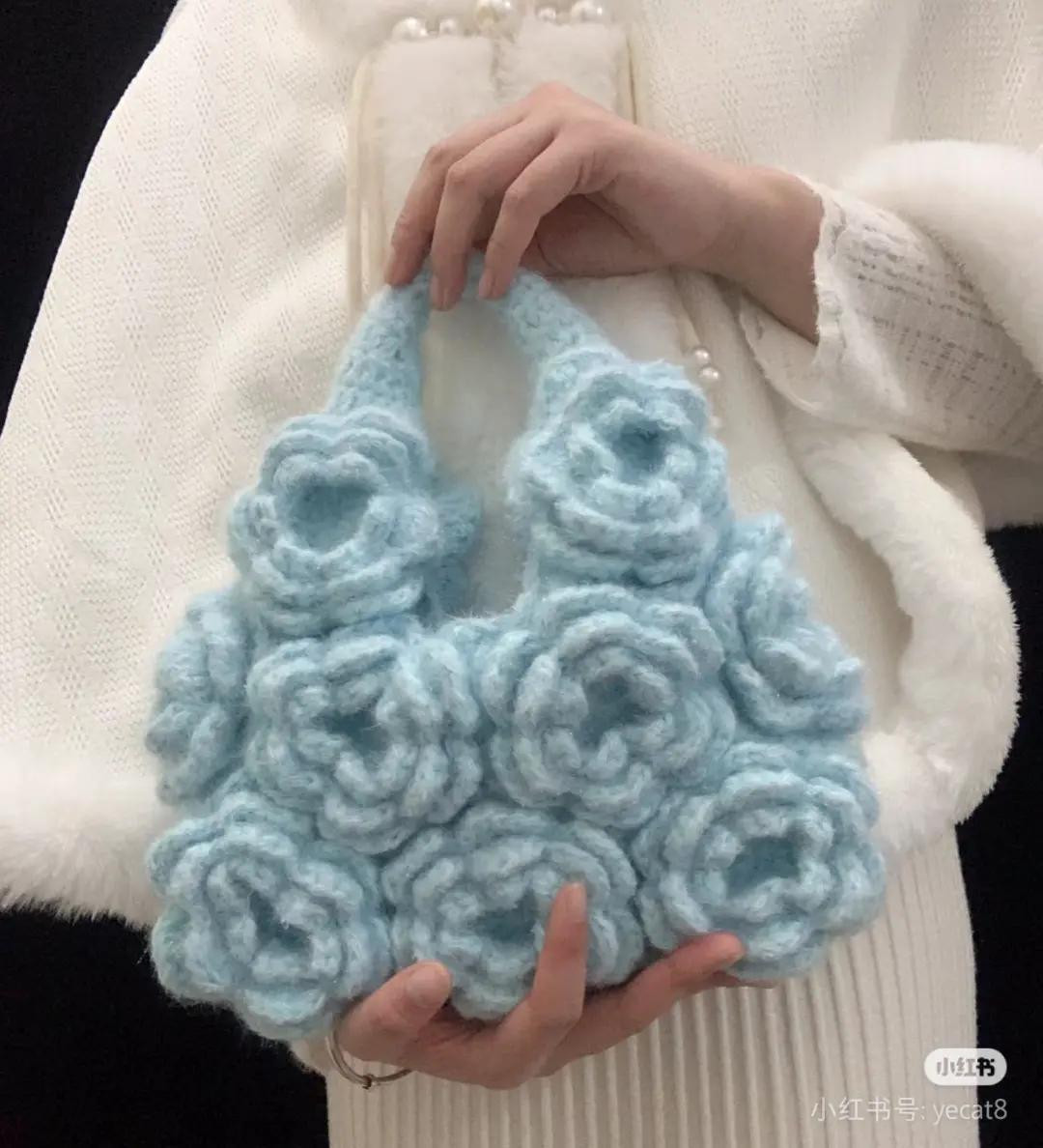 Hướng dẫn móc túi hoa xanh Pastel - Chart len