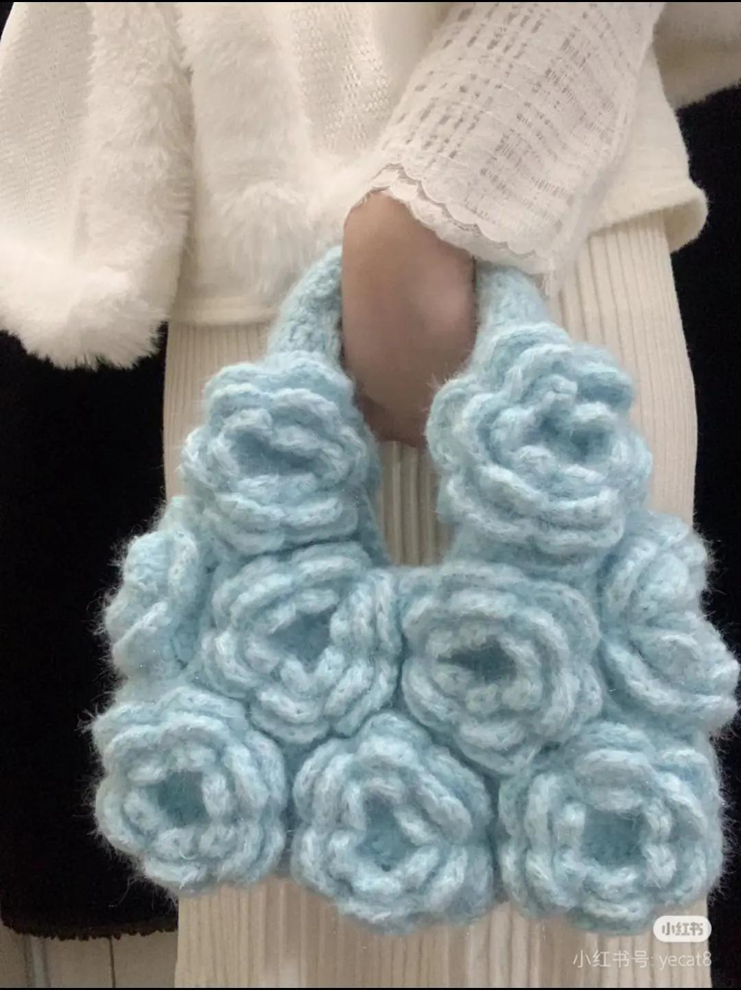 Hướng dẫn móc túi hoa xanh Pastel - Chart len