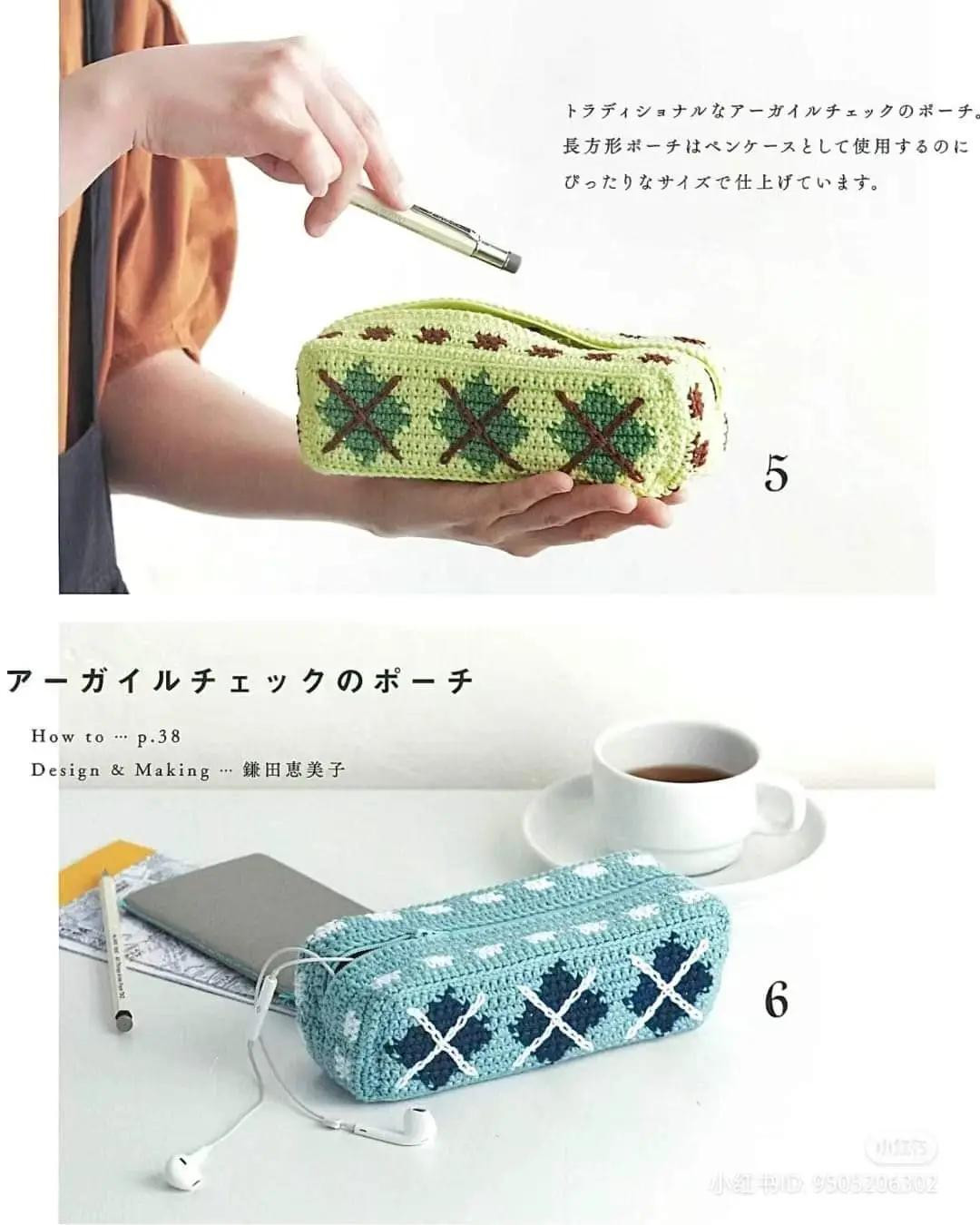 Hướng dẫn móc túi hộp họa tiết caro Argyle