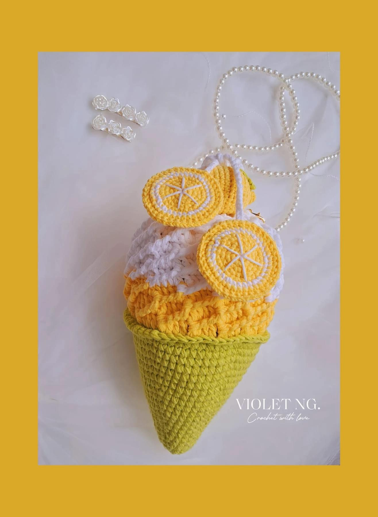 Hướng dẫn móc túi kem chanh vàng trắng