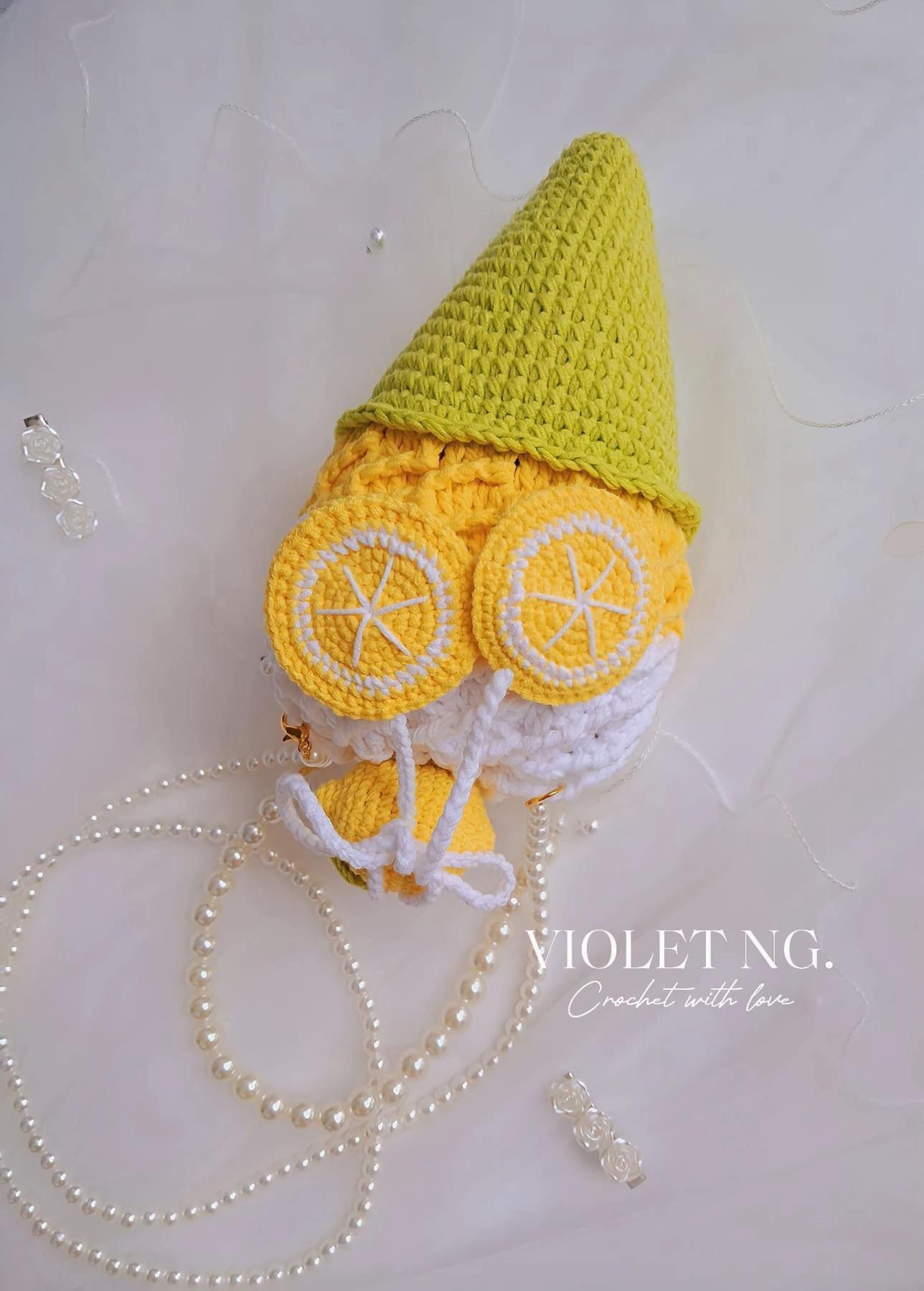 Hướng dẫn móc túi kem chanh vàng trắng