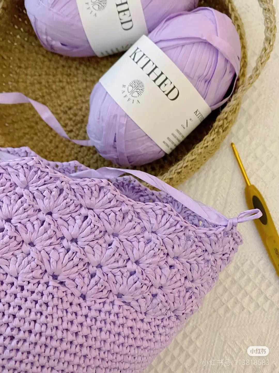 Hướng dẫn móc túi len hoa tím màu pastel