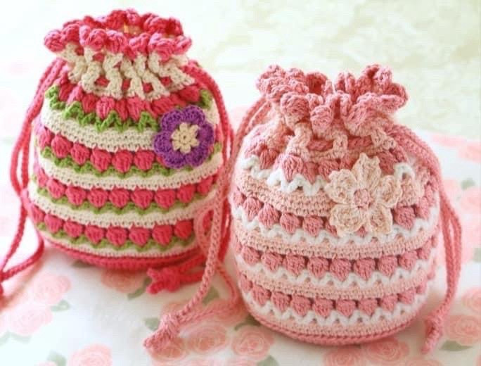 Hướng dẫn móc túi rút dây hoa văn ren