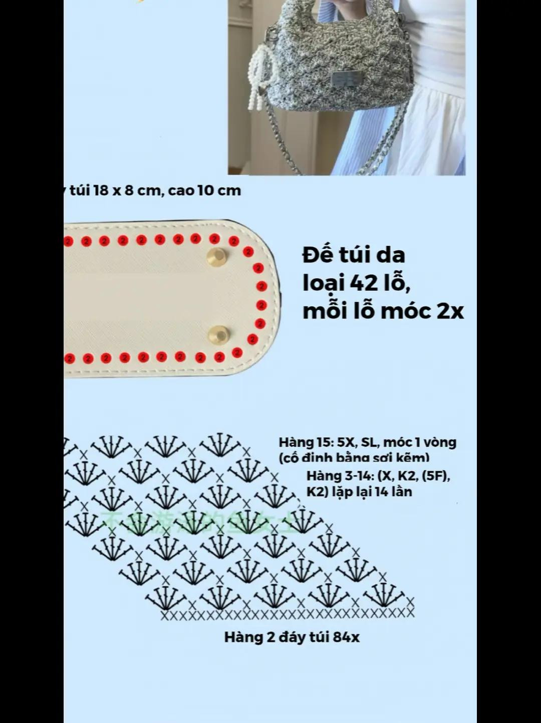 Hướng dẫn móc túi xách đính hạt, quai xích thời trang