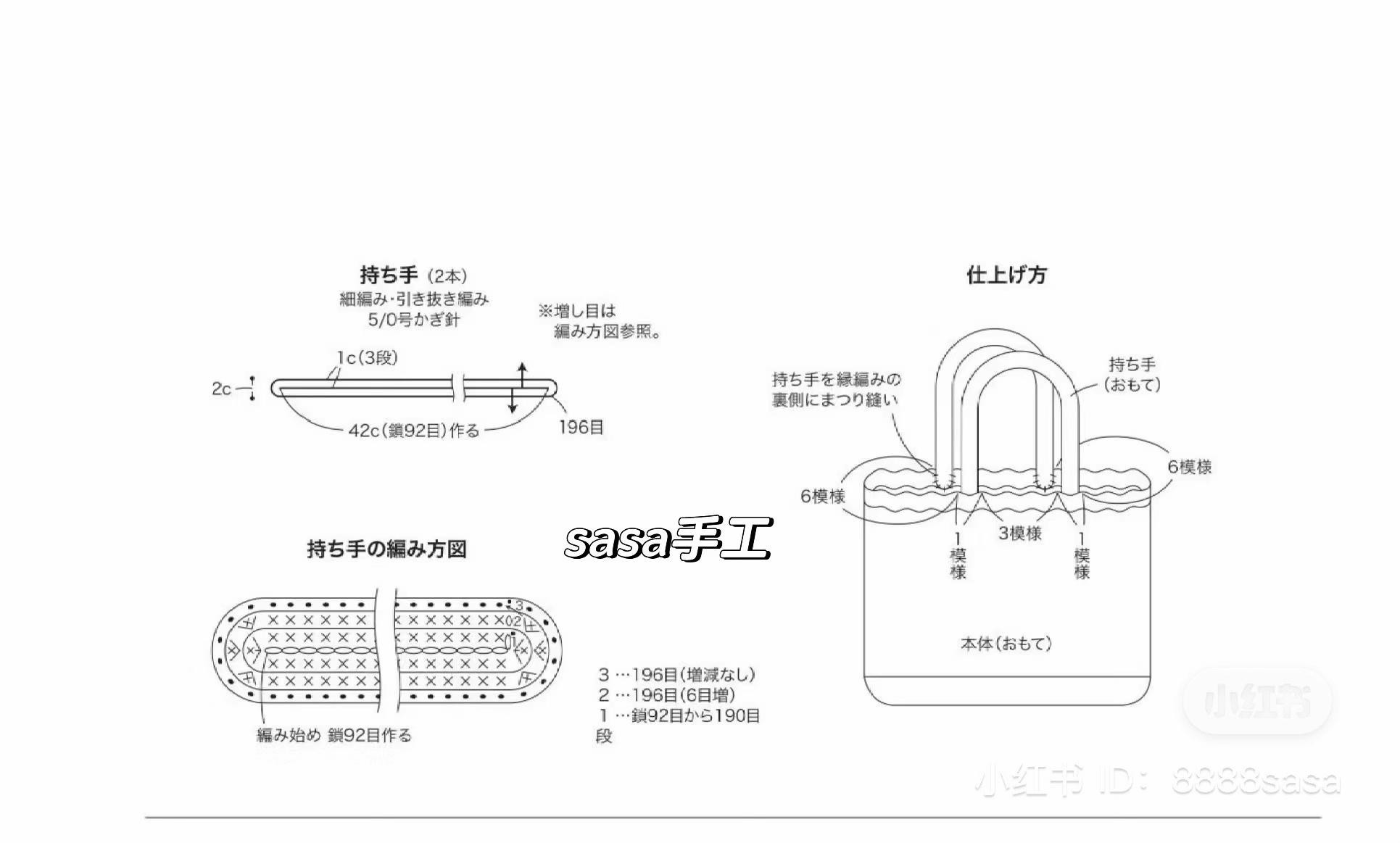 Hướng dẫn móc túi xách họa tiết giỏ đan màu trắng, bao gồm bảng chart chi tiết và quy trình thực hiện
