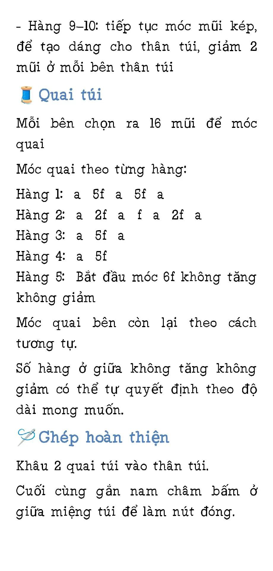 Hướng dẫn móc túi xách nơ màu vàng kem và xanh pastel