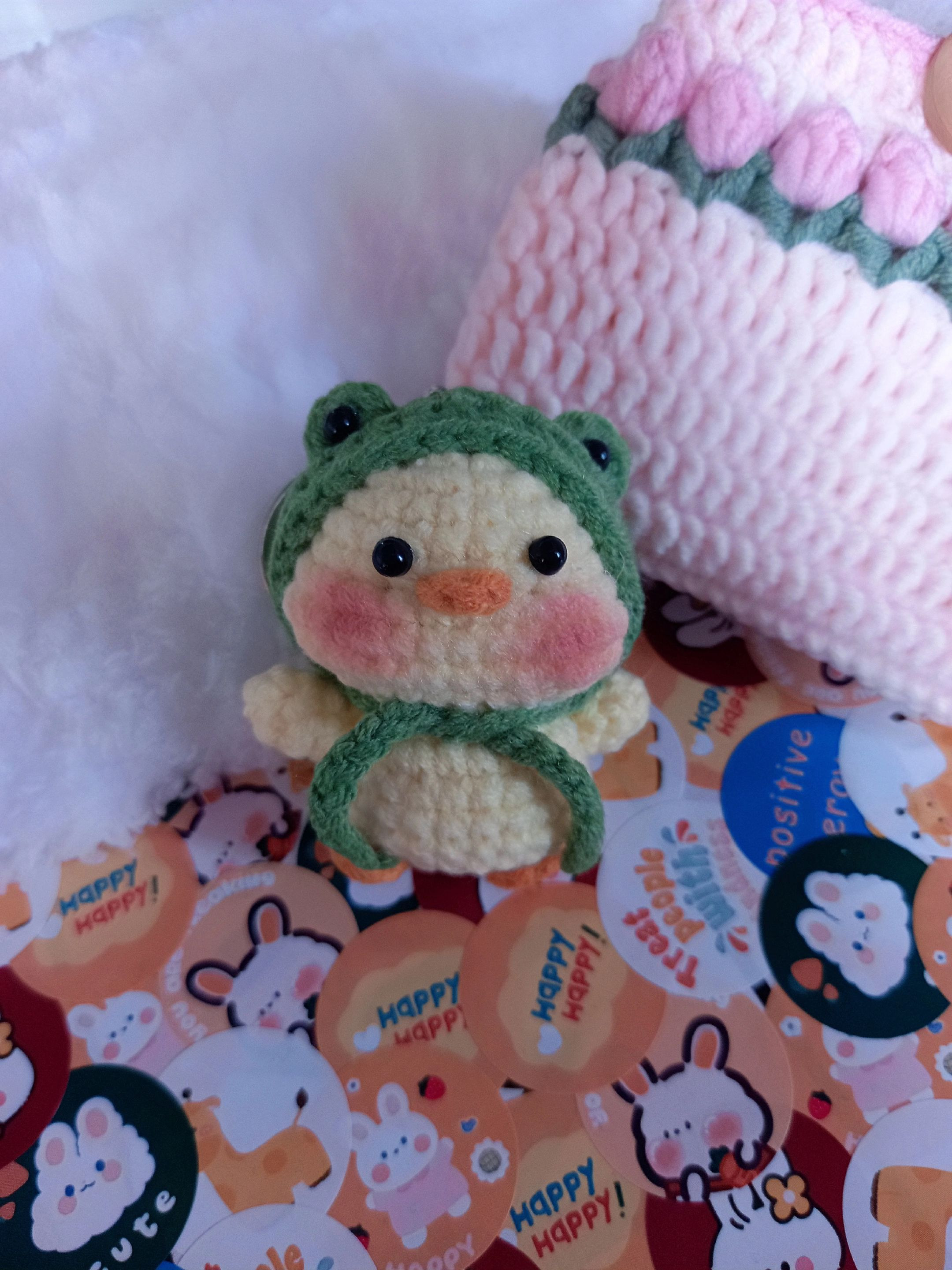 Hướng dẫn móc Vịt Ú Đội mũ Mini màu xanh và kem