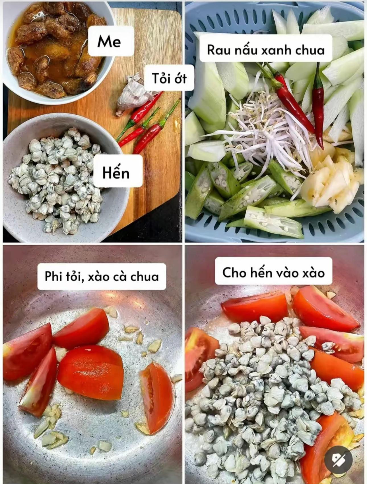 Hướng dẫn nấu Canh Chua Hến thanh mát giải nhiệt với me, cà chua và rau xanh