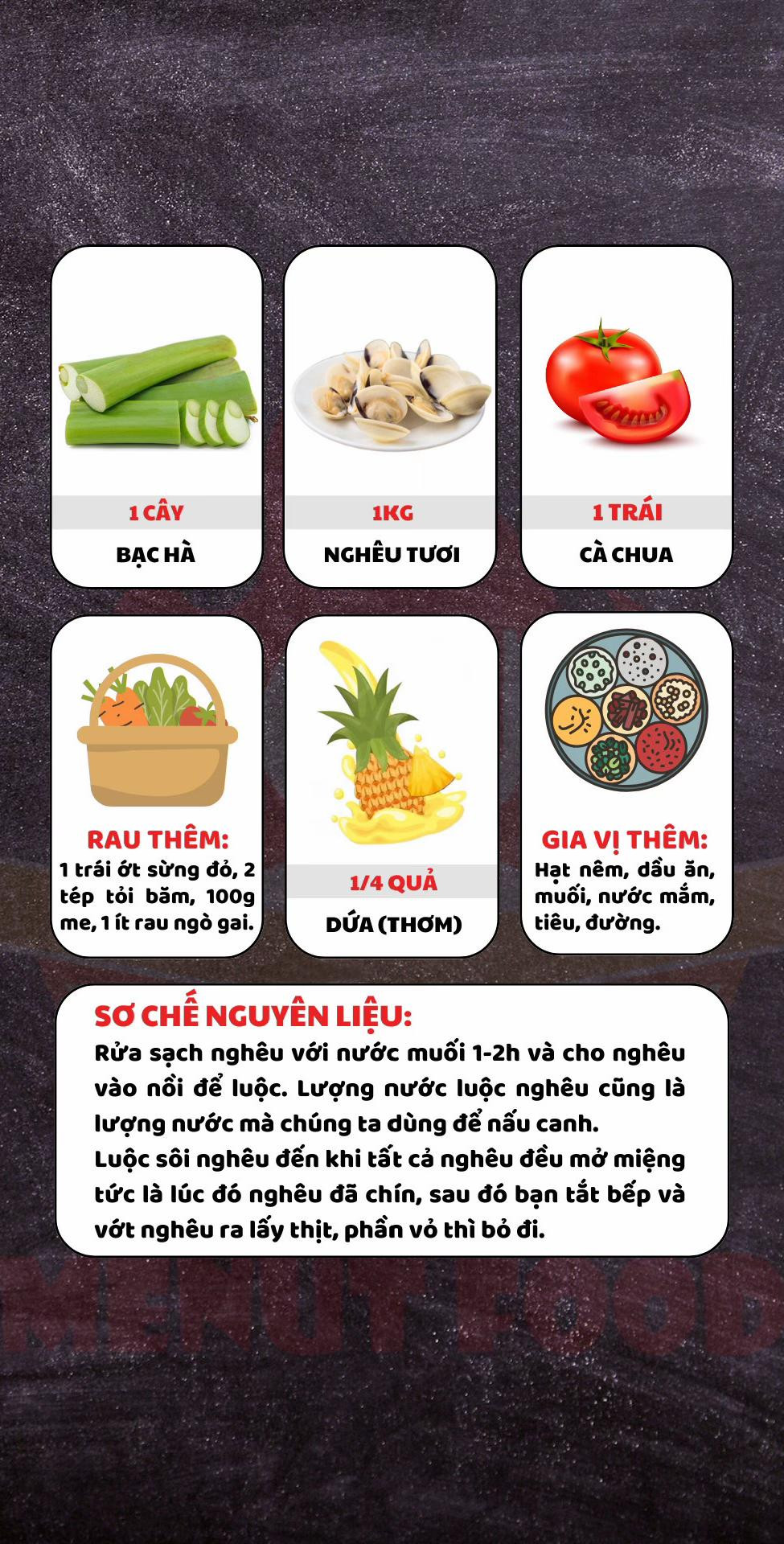 Hướng dẫn nấu canh chua nghêu với bạc hà, dứa và cà chua ngon tuyệt ...