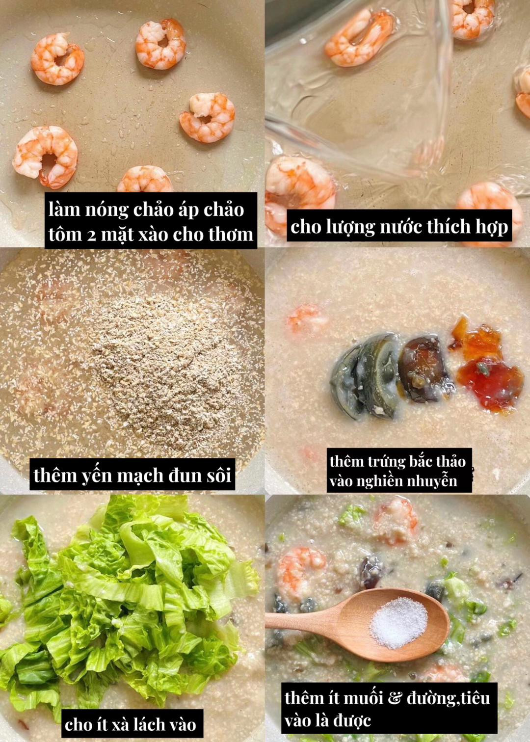 Hướng dẫn nấu cháo yến mạch tôm trứng bách thảo giảm cân ngon miệng