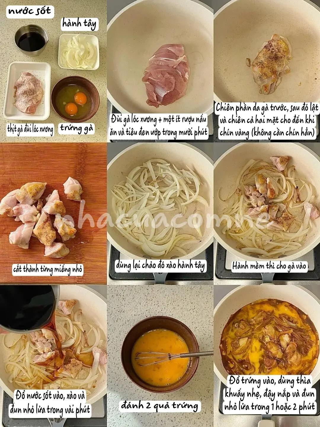 Hướng dẫn nấu cơm gà sốt trứng hành tây đơn giản, ngon miệng