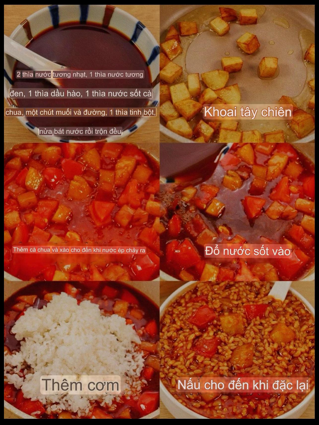 Hướng dẫn nấu cơm sốt cà chua khoai tây chiên ngon tuyệt, cách làm đơn giản
