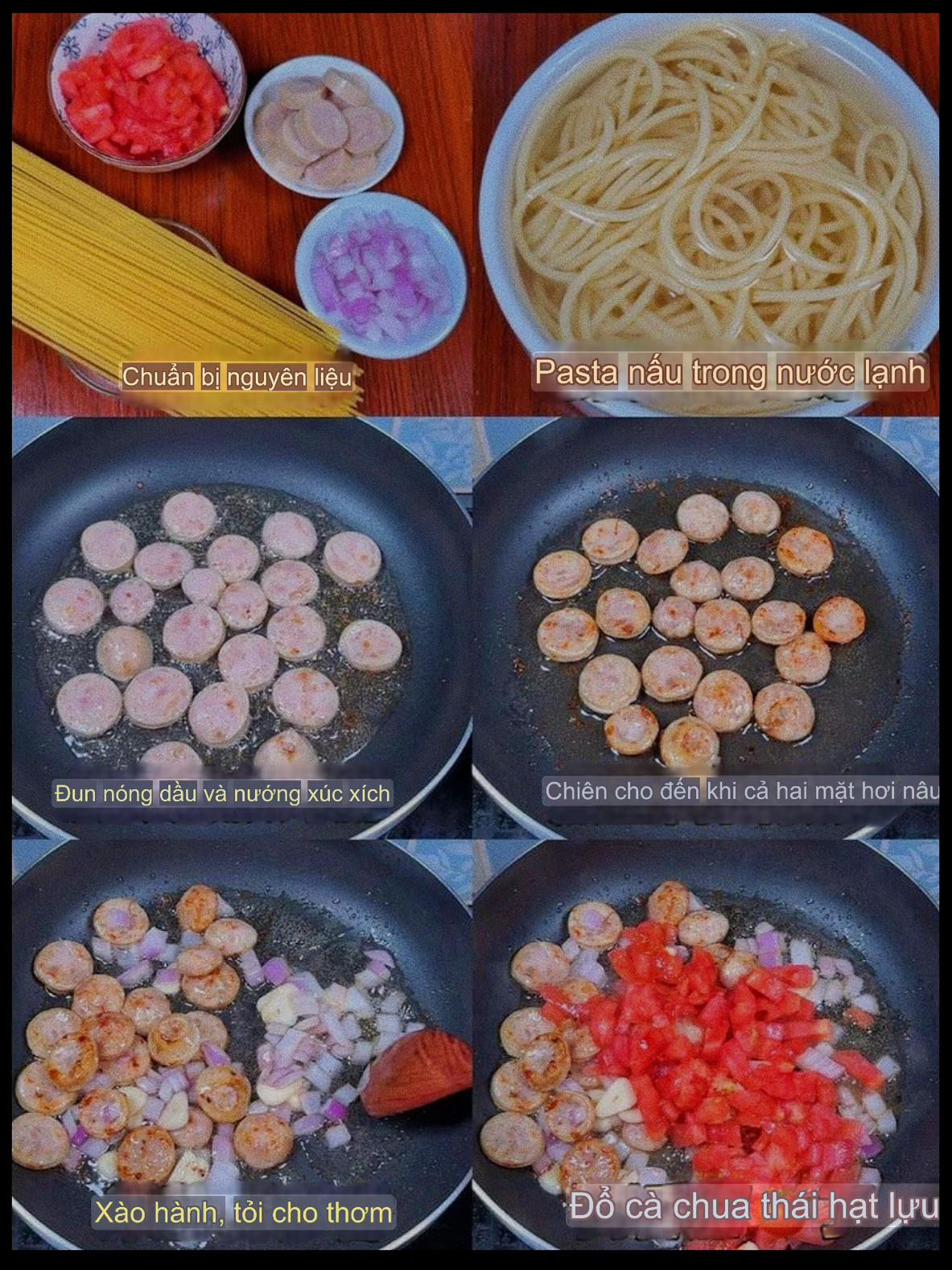 Hướng dẫn nấu mì ống sốt cà chua xúc xích đơn giản tại nhà