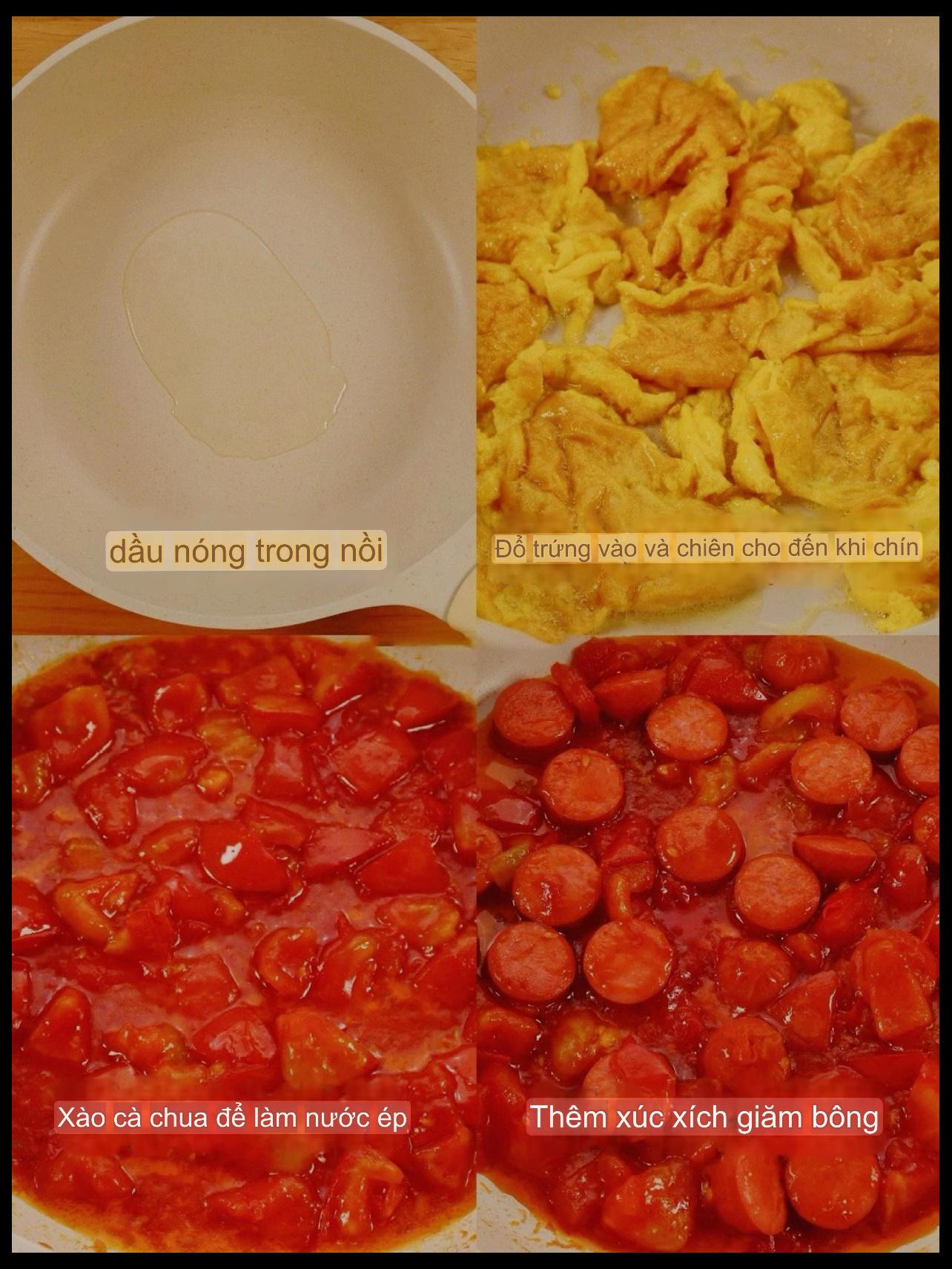 Hướng dẫn nấu mì xào cà chua xúc xích trứng đơn giản, ngon miệng