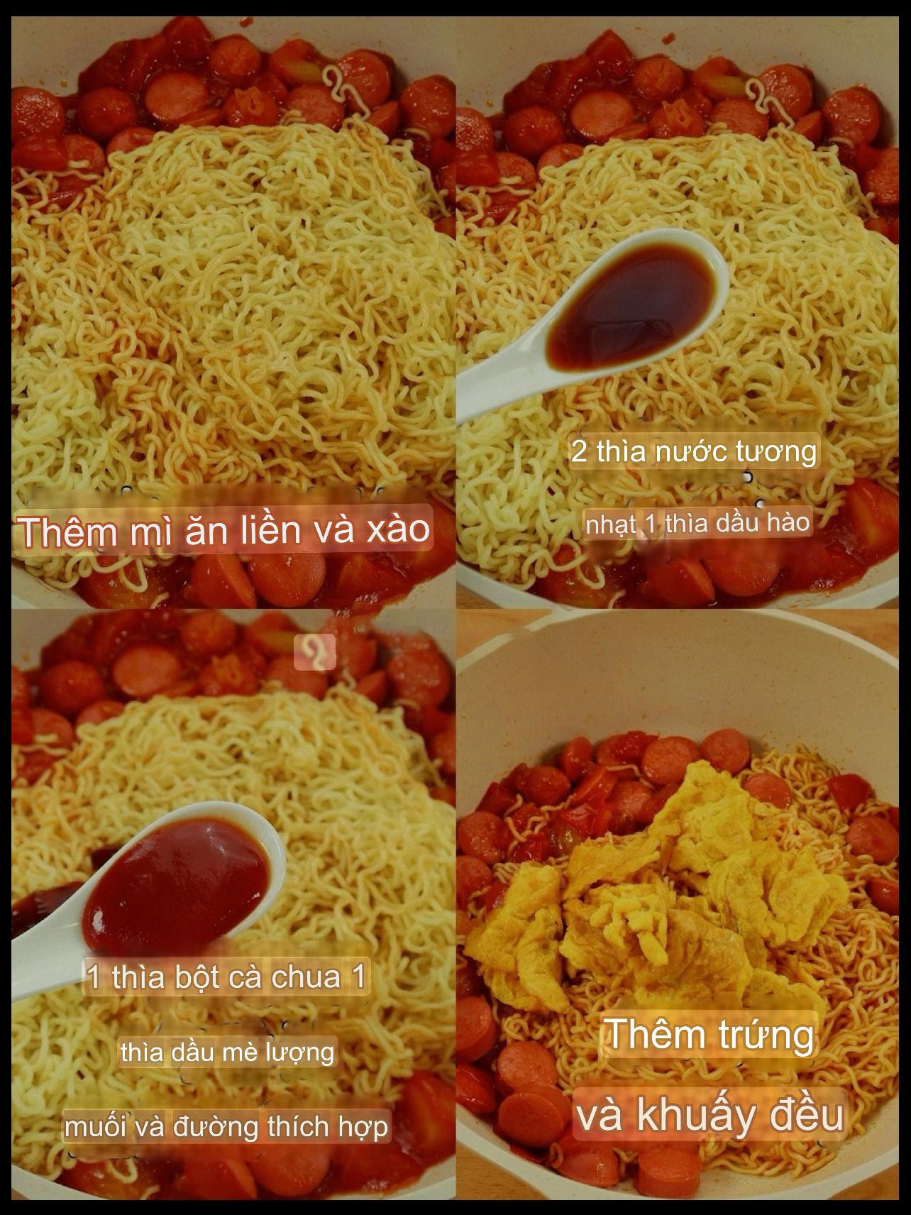 Hướng dẫn nấu mì xào cà chua xúc xích trứng đơn giản, ngon miệng