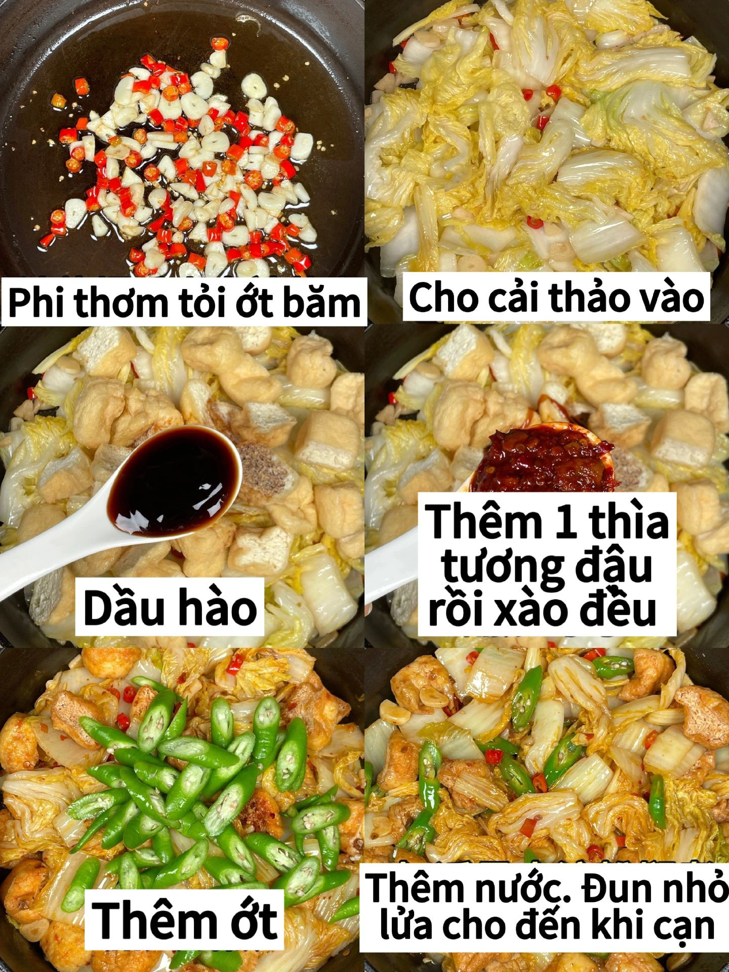 Hướng dẫn nấu món đậu hũ chiên xào cải thảo và ớt chuông