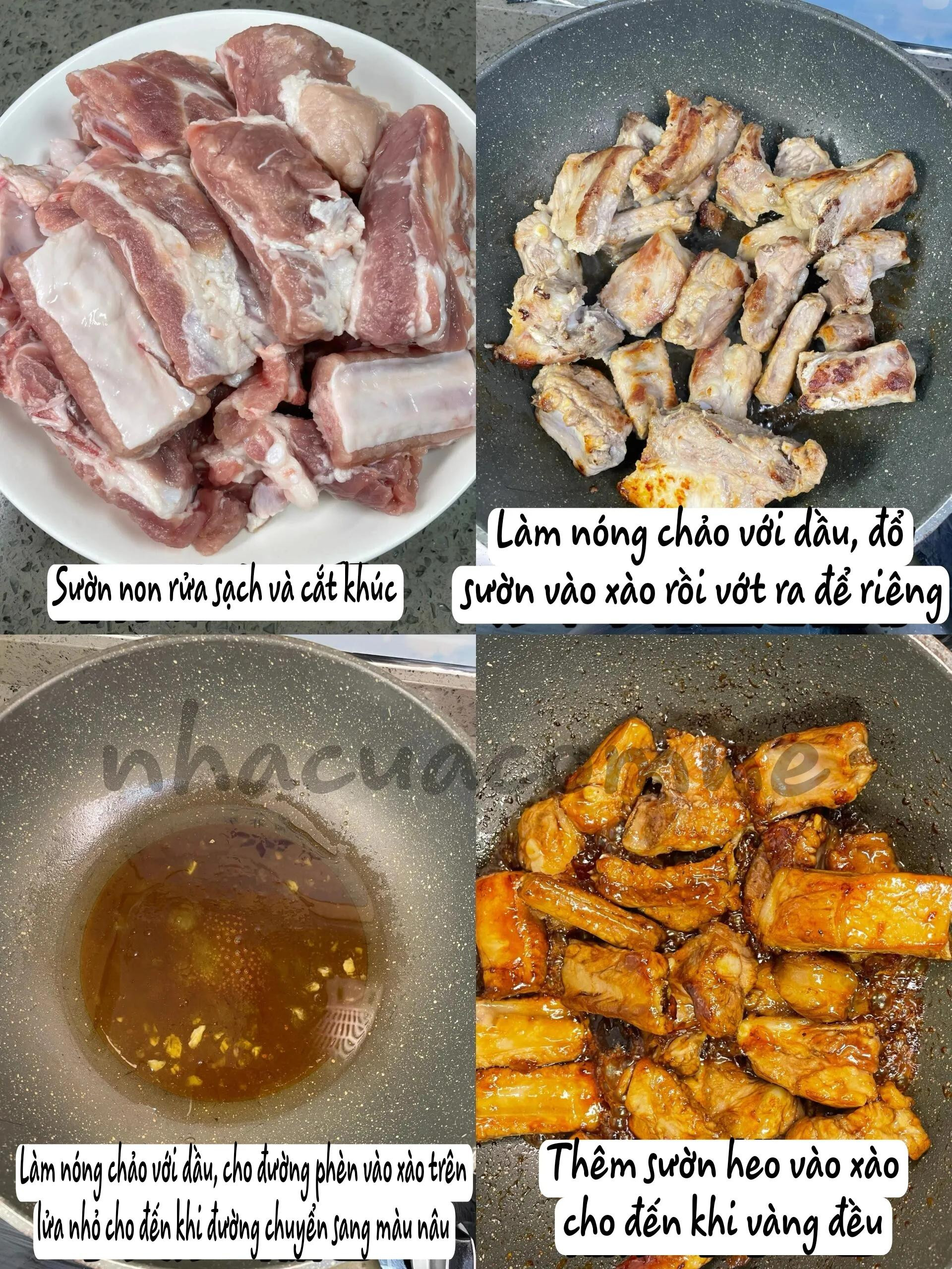 Hướng dẫn nấu sườn heo rim Coca màu nâu cánh gián bóng bẩy, rắc vừng thơm ngon