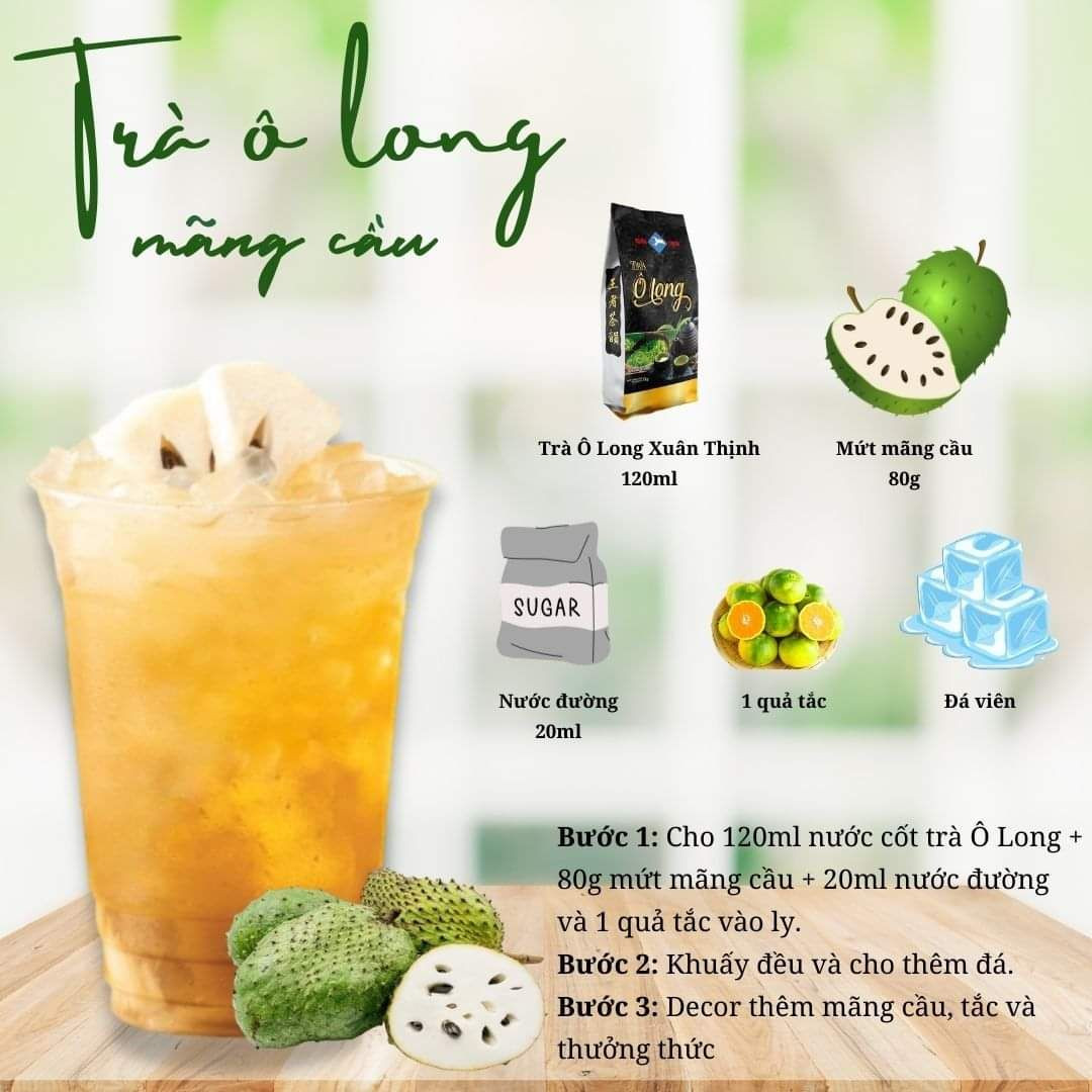 Hướng dẫn pha chế Trà Ô Long Mãng Cầu ngon tại nhà với mứt và tắc