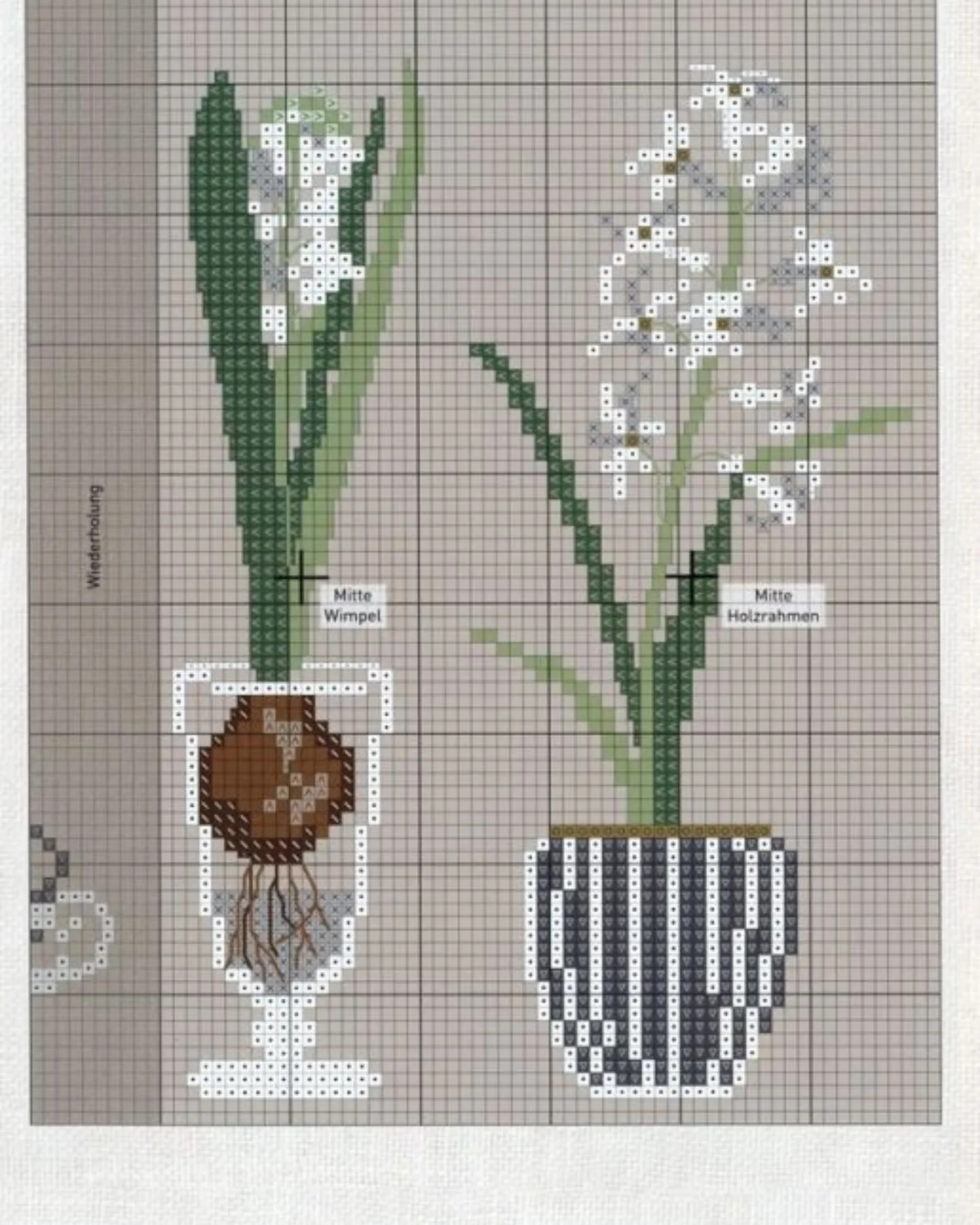 Hyacinth Spring Flowers Cross Stitch Pattern Chart for Pillow and Home Decor