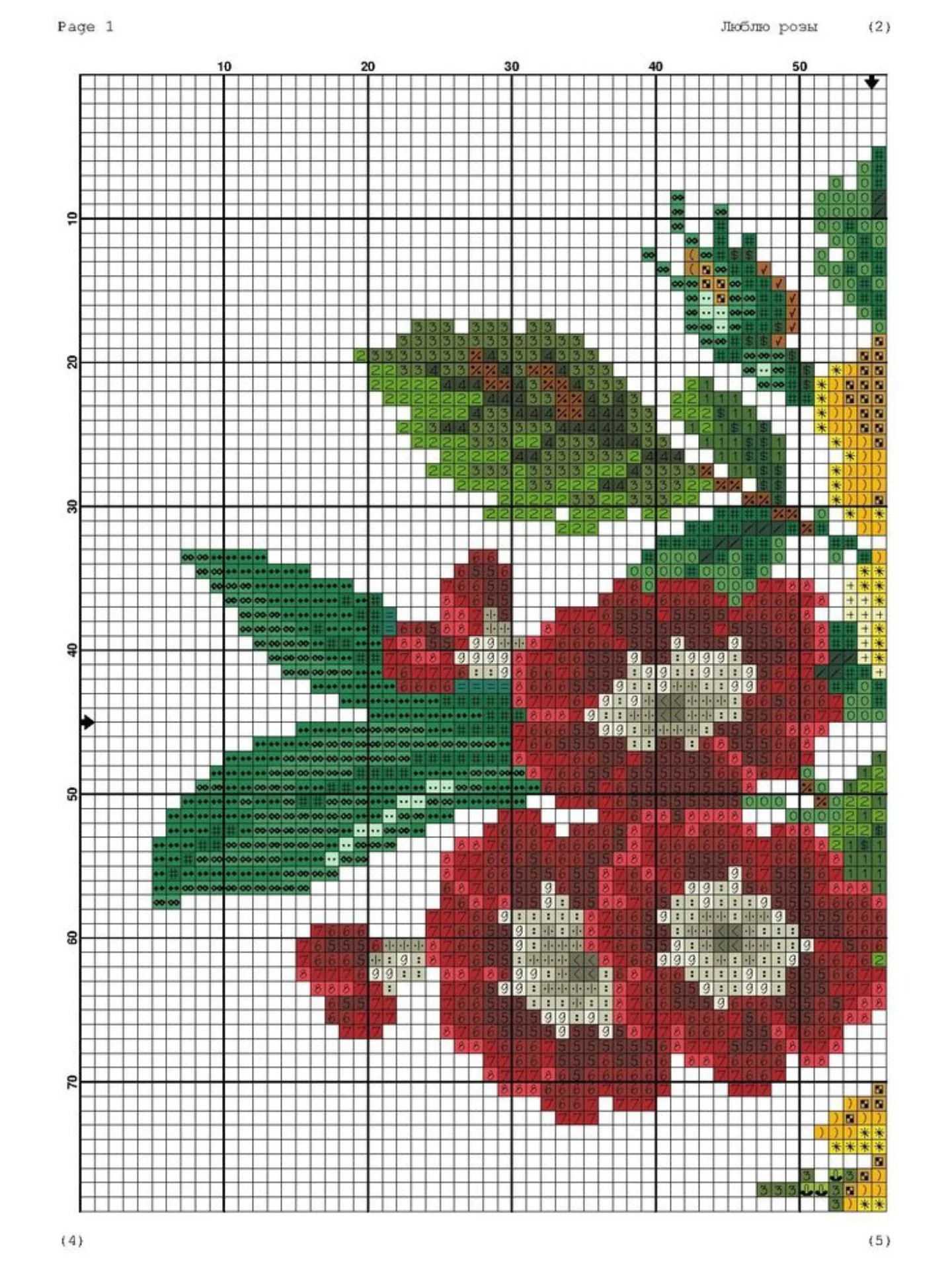 I Love Roses - Cross Stitch Pattern Chart