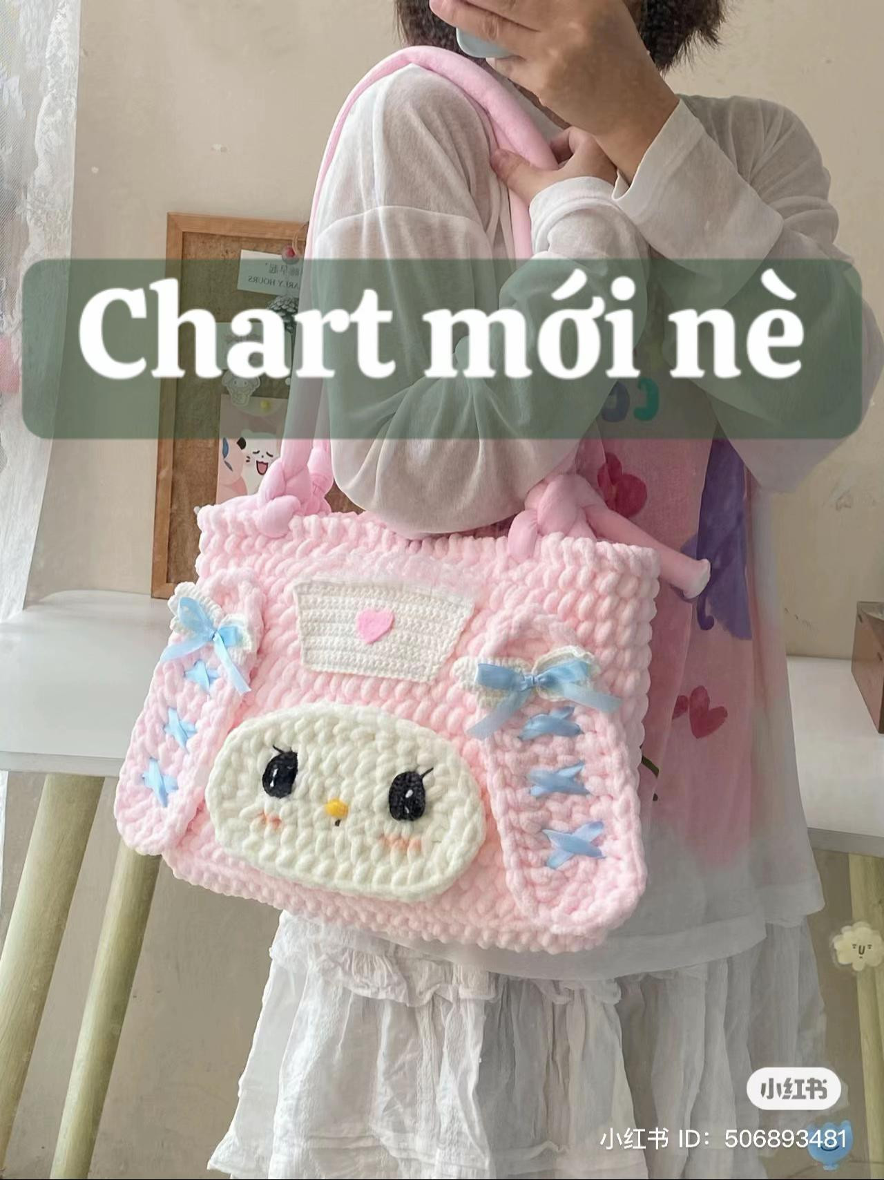 Ice Strip Large My Melody Bag Crochet Pattern Tutorial