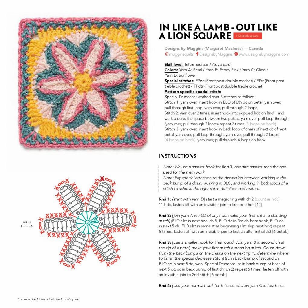 In Like A Lamb Out Like A Lion Square Crochet Chart Pattern