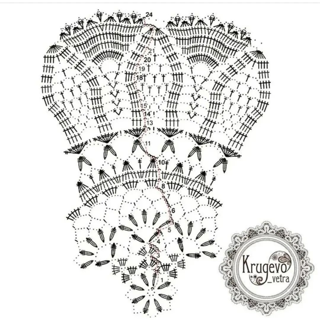 Intricate White Crochet Doily Pattern Chart with Floral Motif Design
