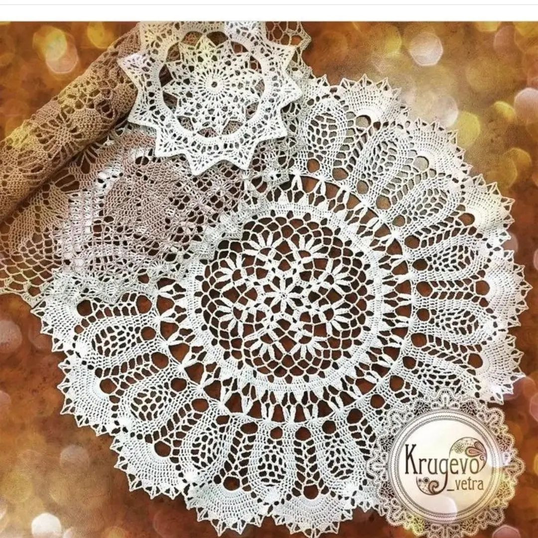 Intricate White Crochet Doily Pattern Chart with Floral Motif Design
