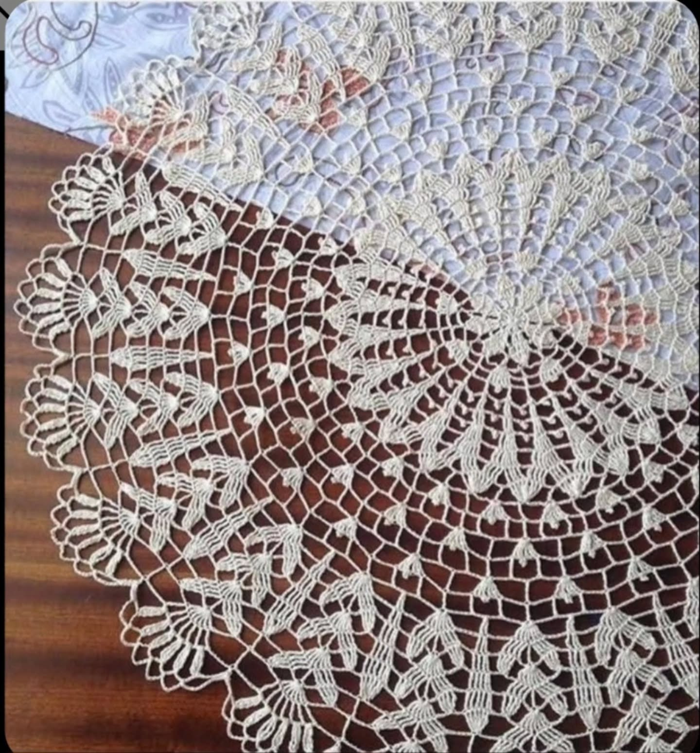 Intricate White Crochet Lace Tablecloth Pattern Chart with Fan Motifs