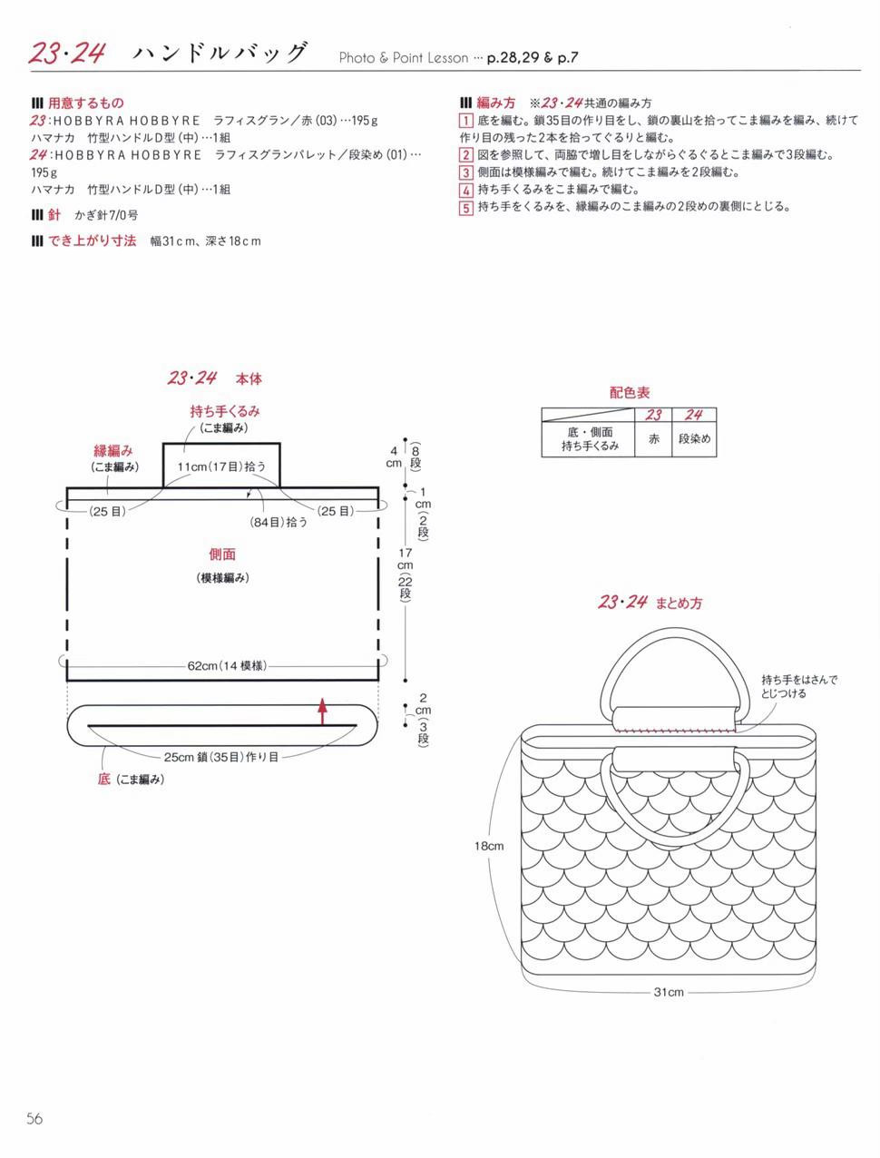 Invited Bag: Crochet Handle Bag with Bamboo Handle and Scale Stitch Pattern