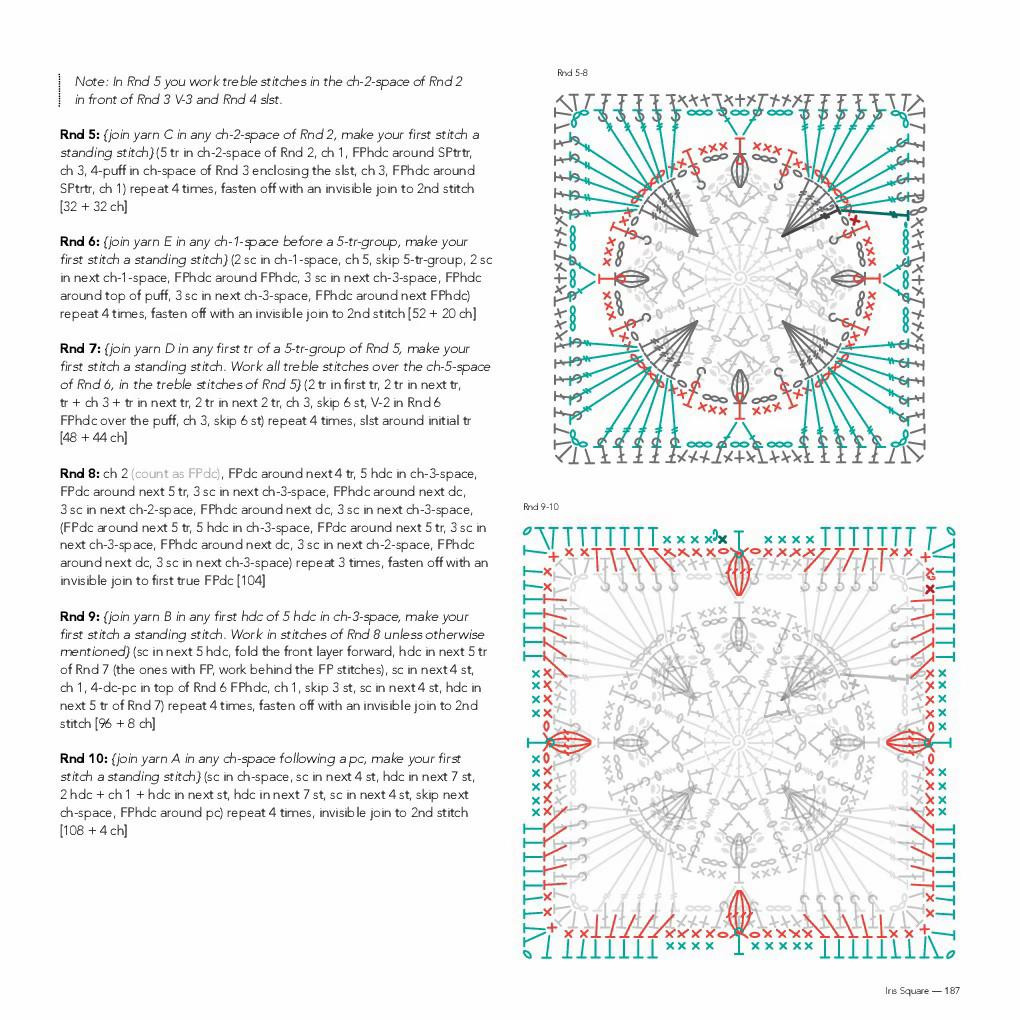 Iris Square Advanced Crochet Pattern Chart and Instructions
