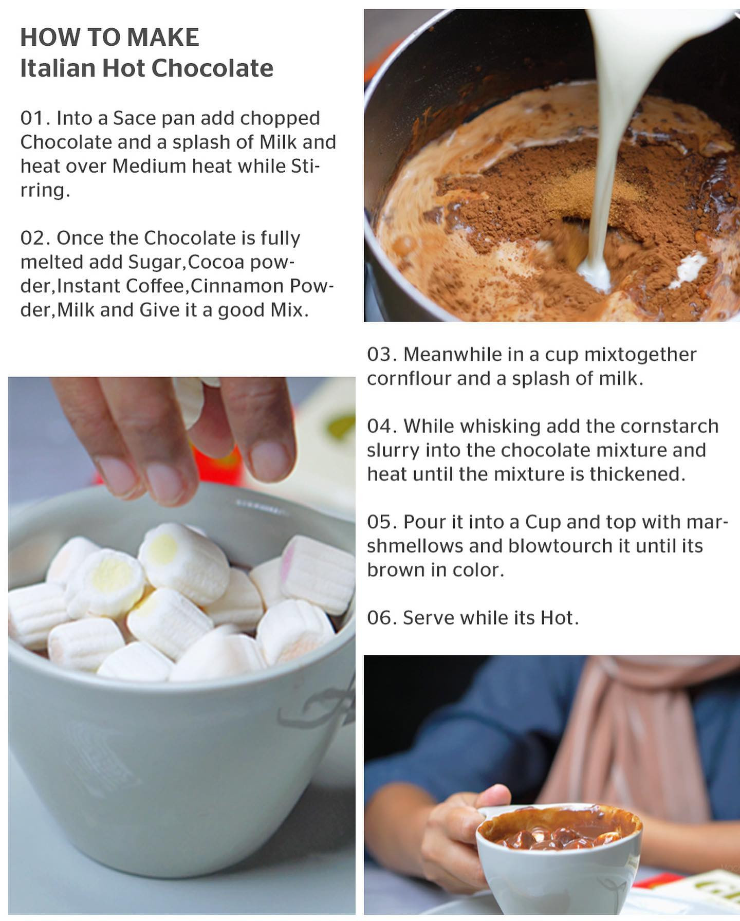 Italian Creamy Hot Chocolate Recipe with Marshmallows