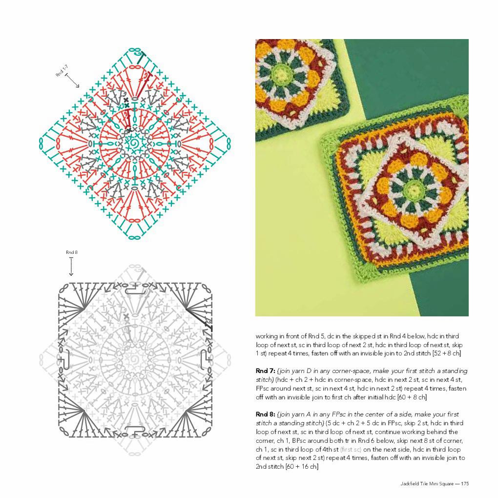 Jackfield Tile Mini Square Crochet Pattern and Flat Chart