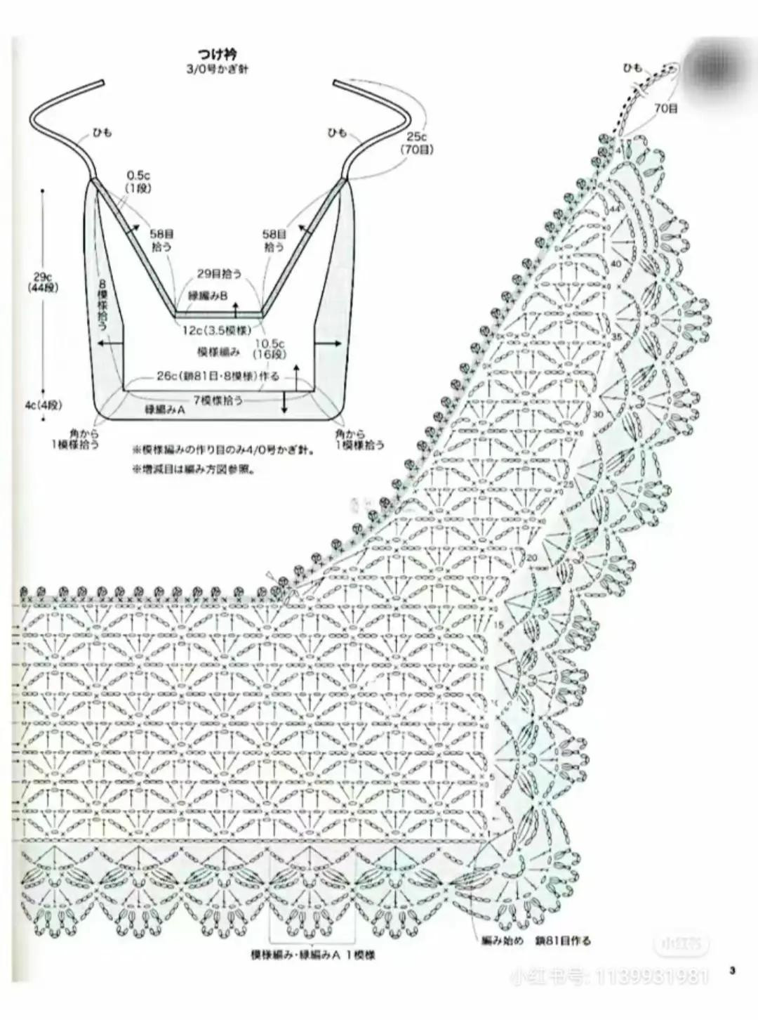 Japanese Crochet Chart for Rust Orange Lace Capelet with Scalloped Edges and Drawstring