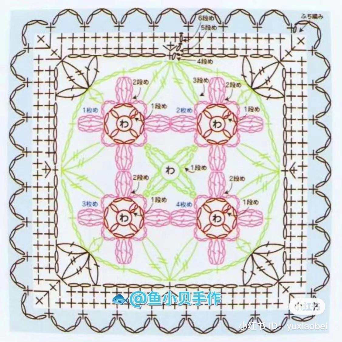 Japanese Crochet Granny Square Chart Pattern Tutorial