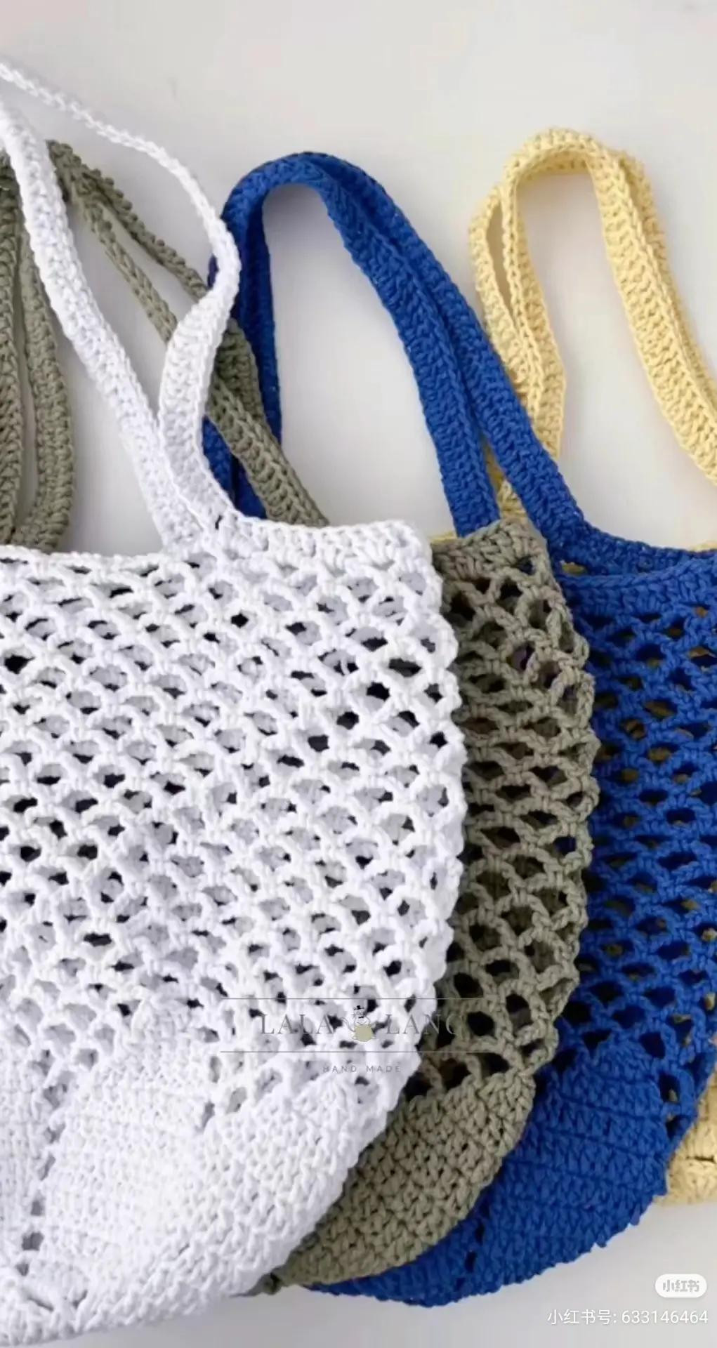 Japanese Crochet Pattern: Braiding Bag and Cago Bag with Bamboo Handle