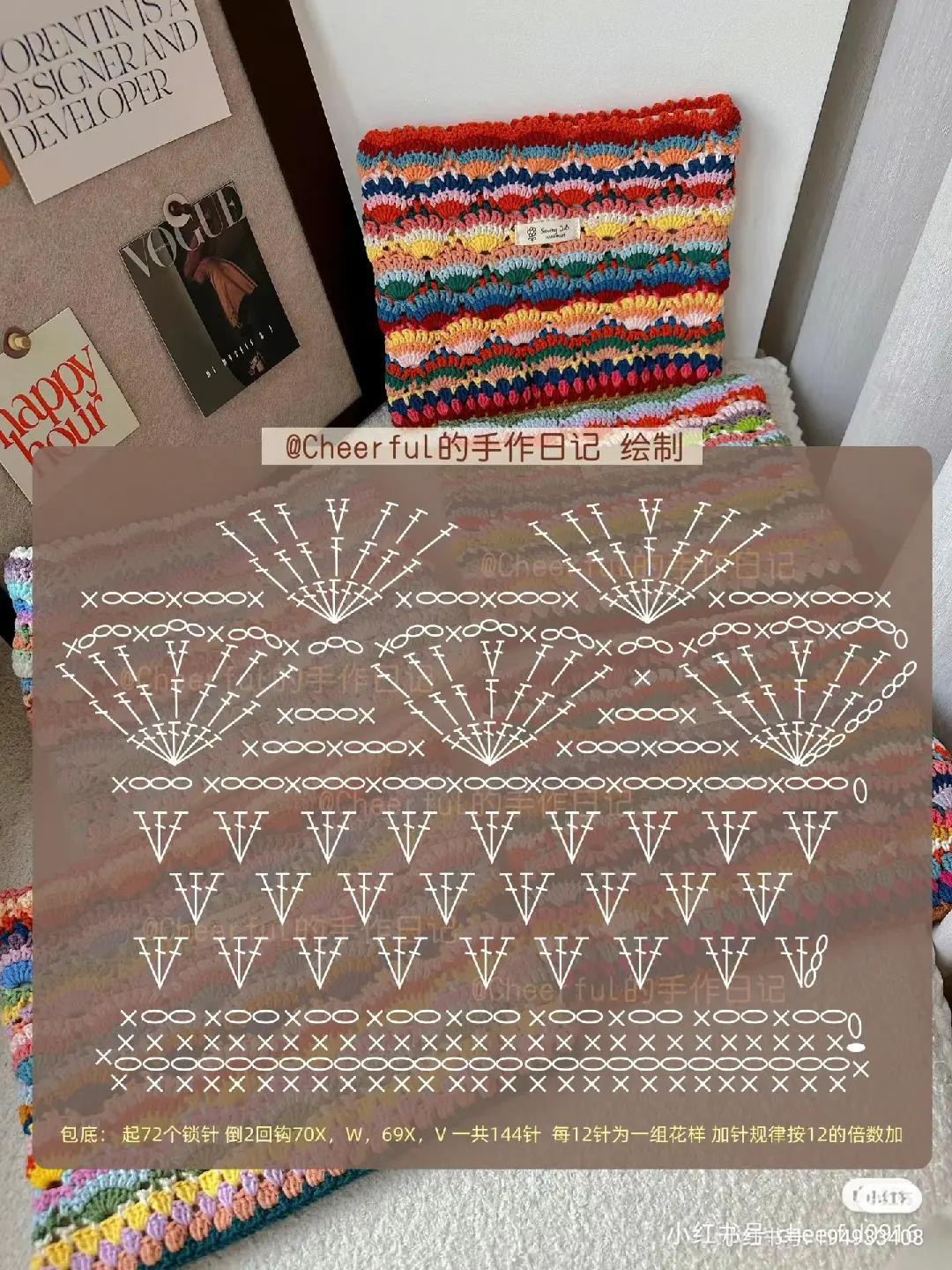 Japanese Crochet Pattern Chart for Blue Lace Dress with Fan Motif