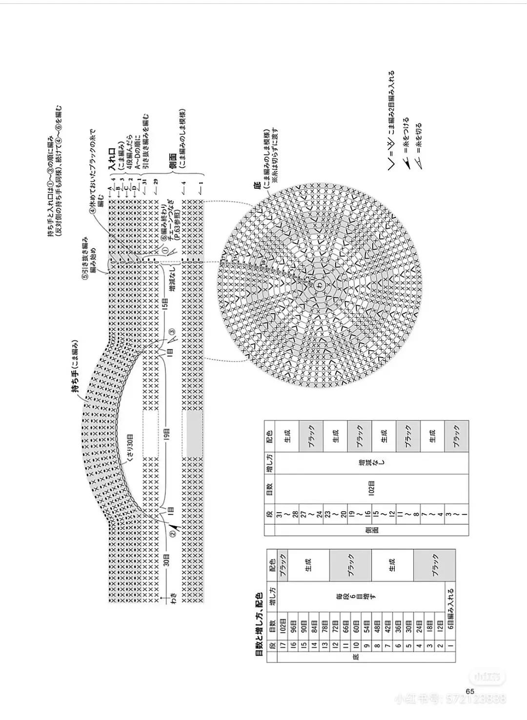 Japanese Crochet Pattern for Striped Border Tote Bag and One-Handle 2-Way Shoulder Bag