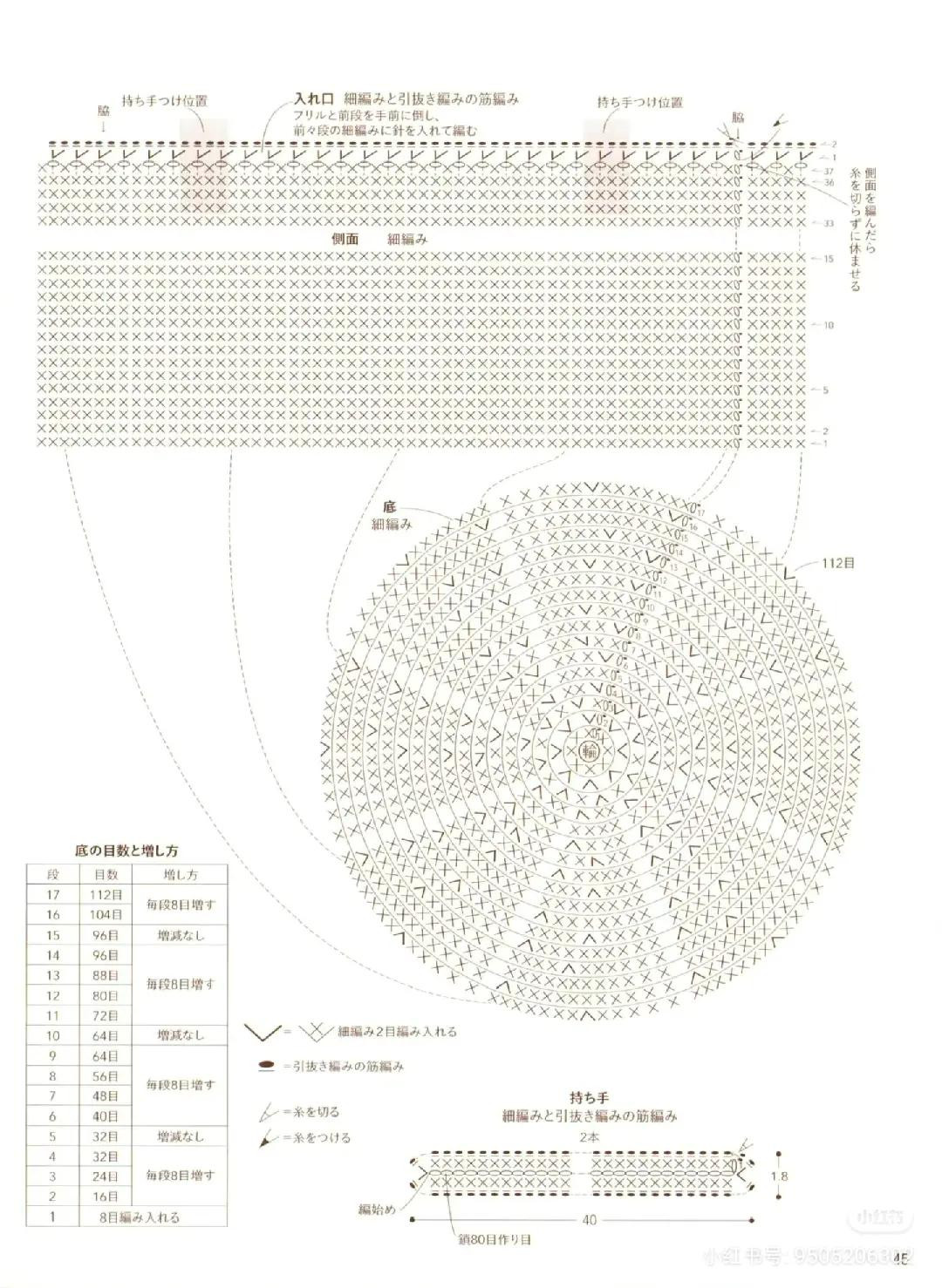 Japanese Crochet Patterns: Ribbon Shoulder Bag and Drawstring Mini Bag Charts